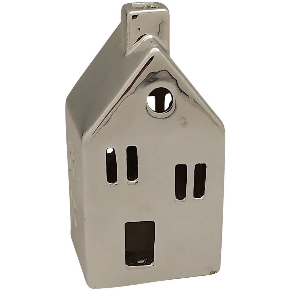 Kerzenhalter Windlicht Haus Fenster Kerzenhalter Teelichthalter silber 11 cm