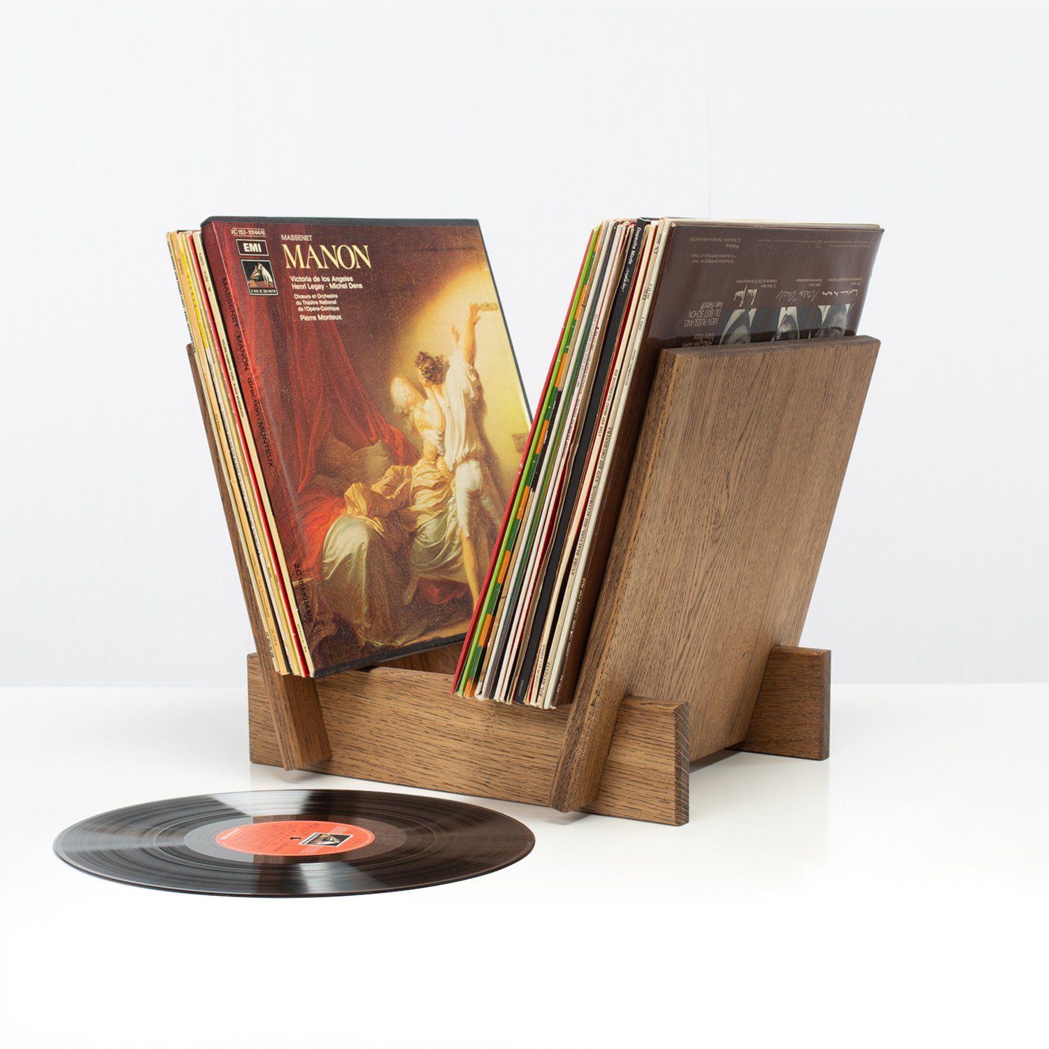 Rikmani CD-Regal Aufbewahrung von Vinylplatten - Schallplattenhalter ALEX Dunkel