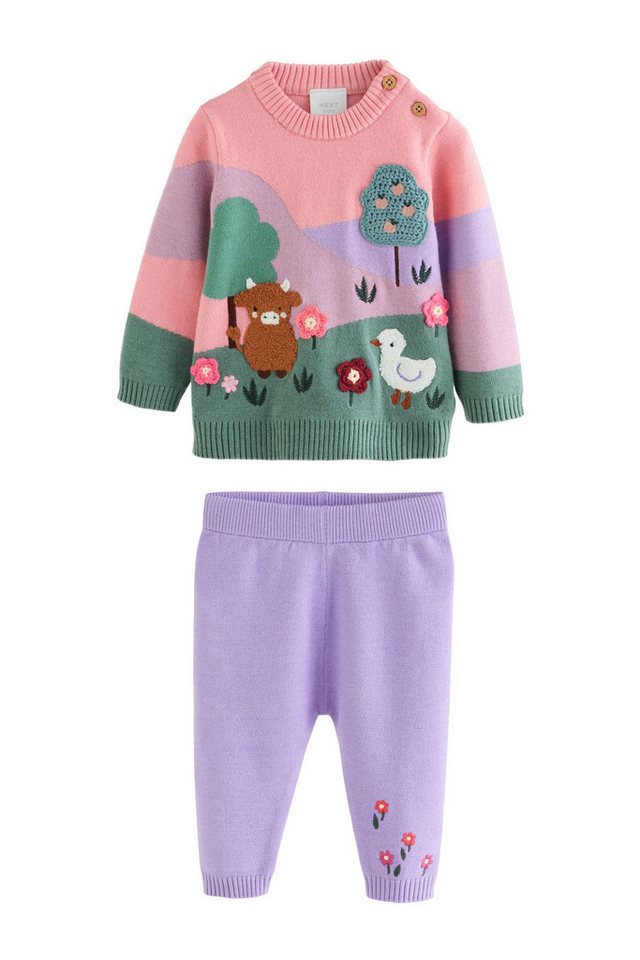 Next Top & Leggings Baby-Set: Strickpullover mit Motiv und Leggings (2-tlg)