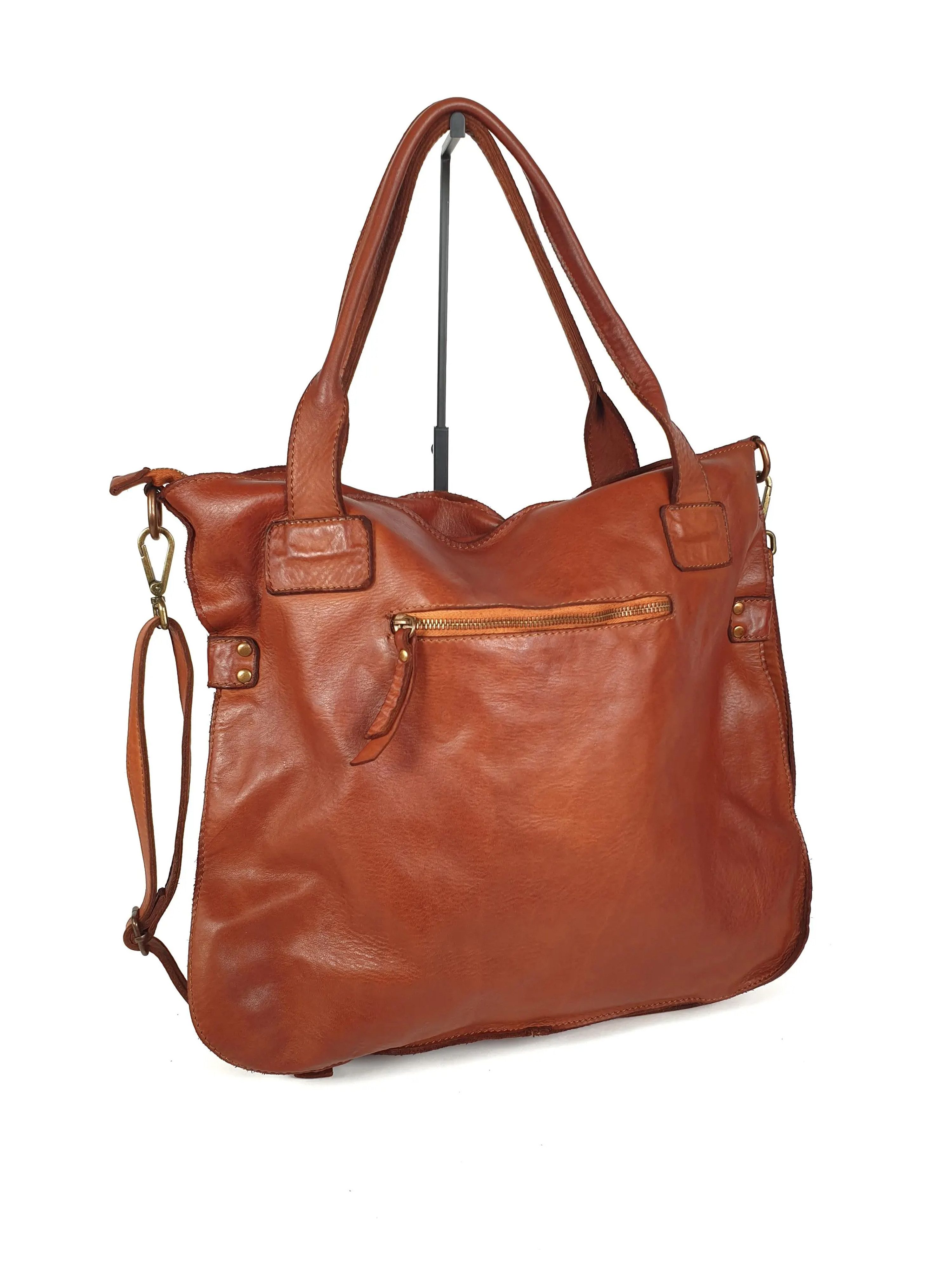 sanumi Schultertasche großer italienischer Ledershopper, Made in Italy, weiches Echtleder