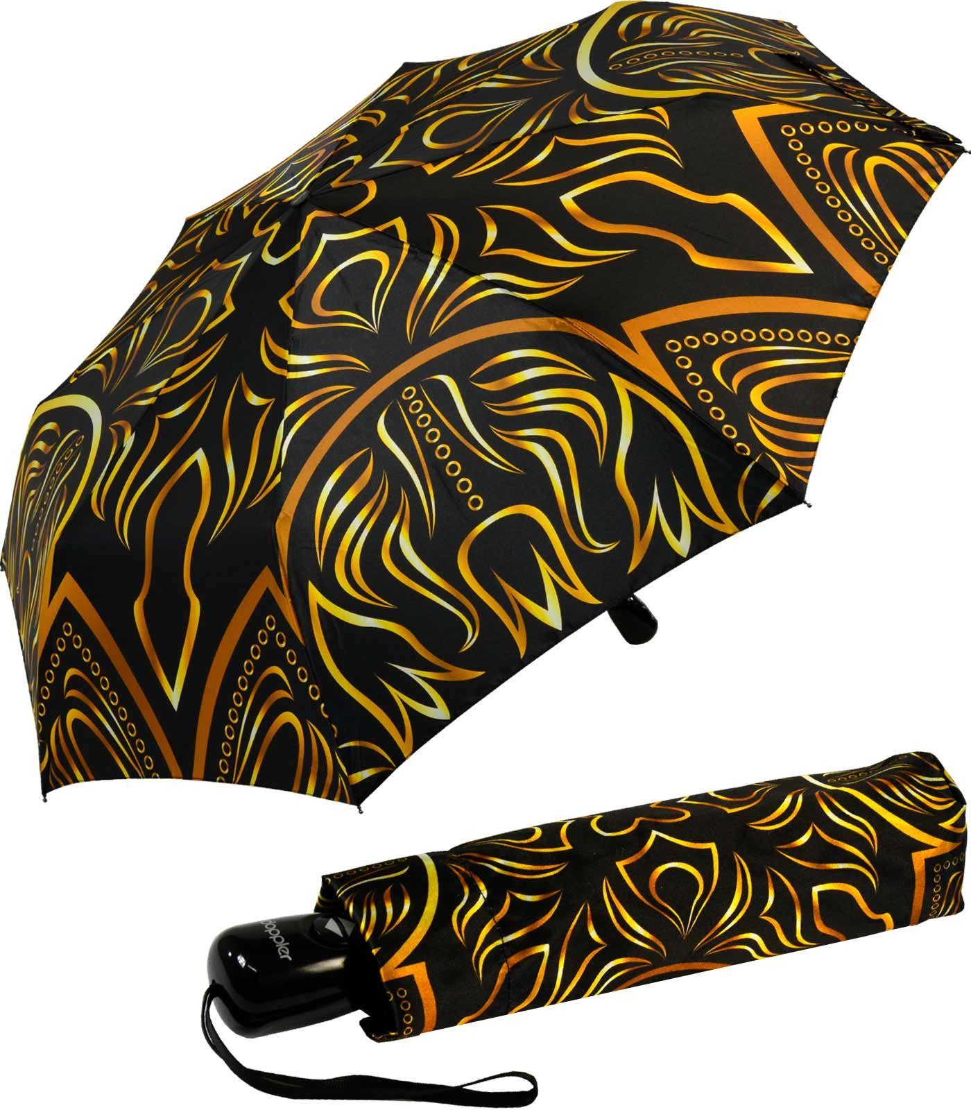 bedruckter einem Design modernes stabilen auf Langregenschirm Damenschirm doppler® auffällig Auf-Zu-Automatik, Taschenschirm