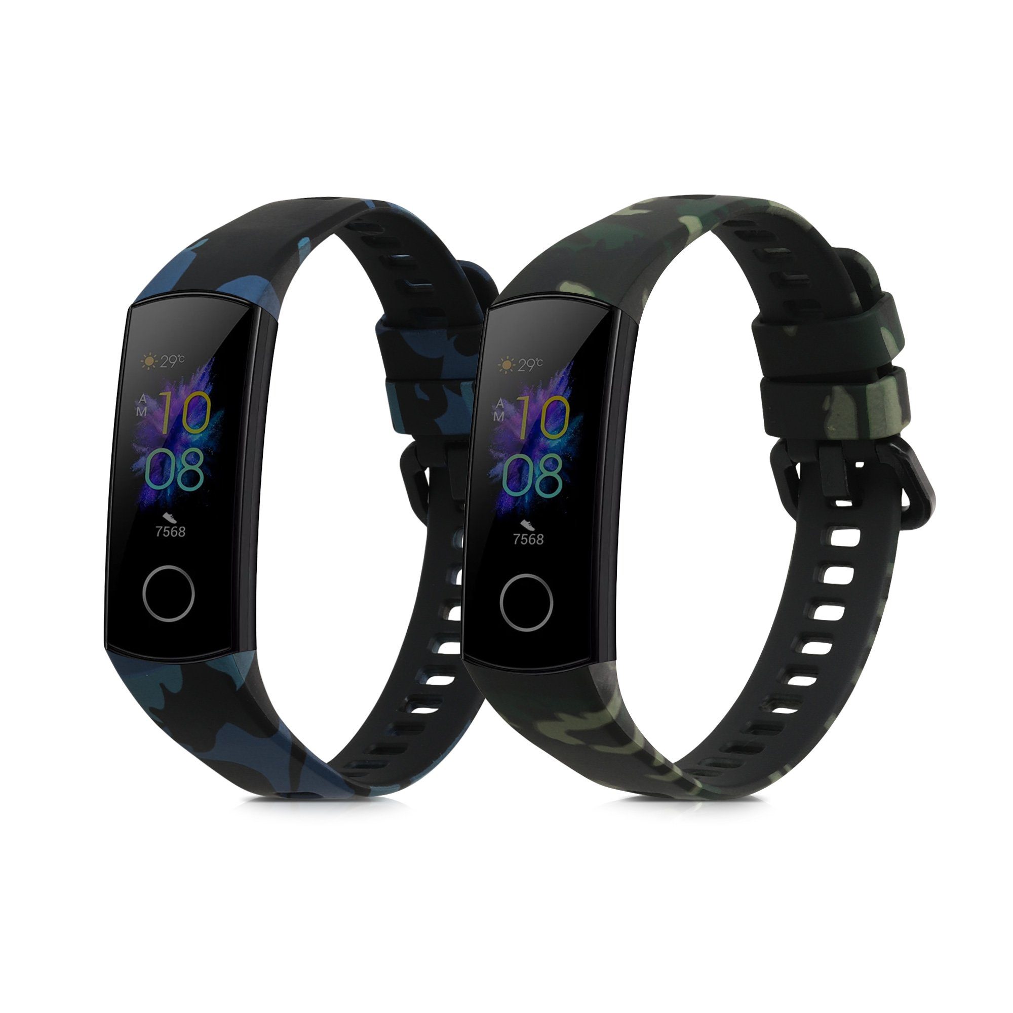 kwmobile Uhrenarmband Armband für Honor Band 5 / Band 4, 2x Fitnesstracker Sportarmband aus TPU und Silikon