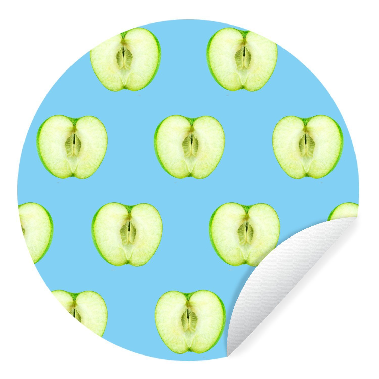 MuchoWow Wandsticker Apfel - Pastell - Muster (1 St), Tapetenkreis für Kinderzimmer, Tapetenaufkleber, Rund, Wohnzimmer | Wandtattoos