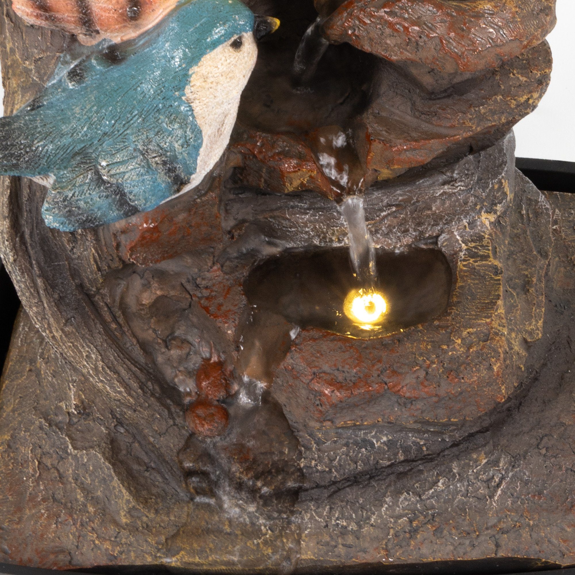 LED-Beleuchtung Zimmerbrunnen Beleuchtung, Motiv-Tischbrunnen Vögel NATIV und Pumpe mit