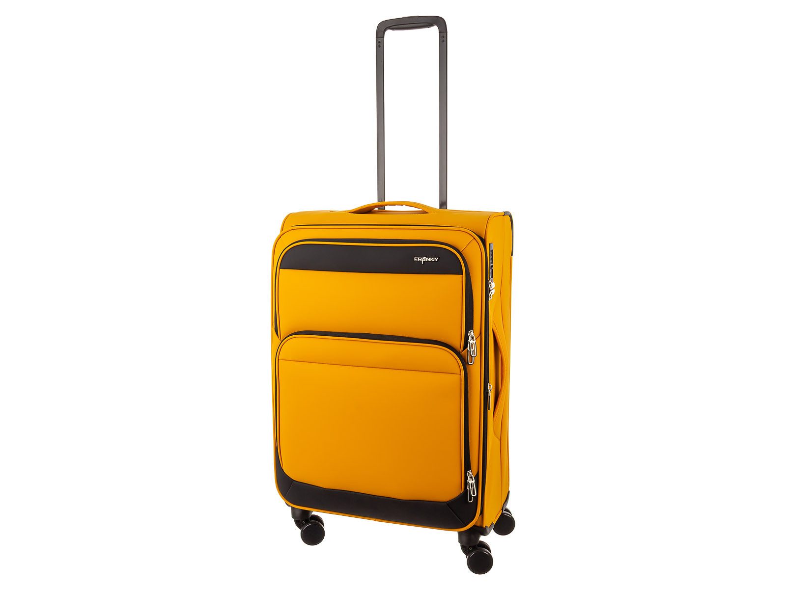 Franky Weichgepäck-Trolley Koffer Gr. M Reisegepäck T27-B Spinner 65er mit Dehnfalte, 4 Doppellenkrollen Rollen, Dehnfalte TSA Schloss