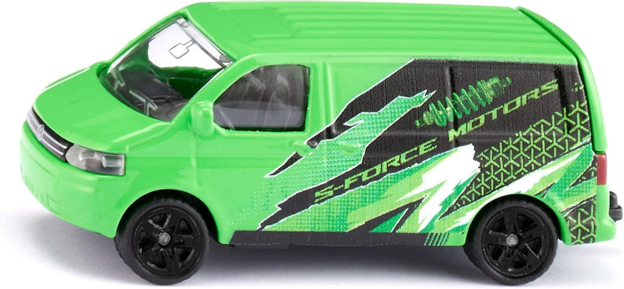 Siku Spielzeug-Auto SIKU VW T5 Transporter S-Force Motors - Sammlermodell mit Anhängerkupp