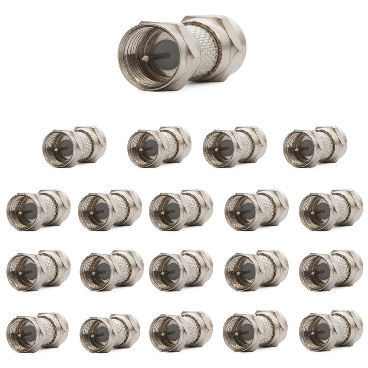 20x F-Stecker Adapter F-Doppelstecker Kupplung SAT Kabel Männlich Modulkabel