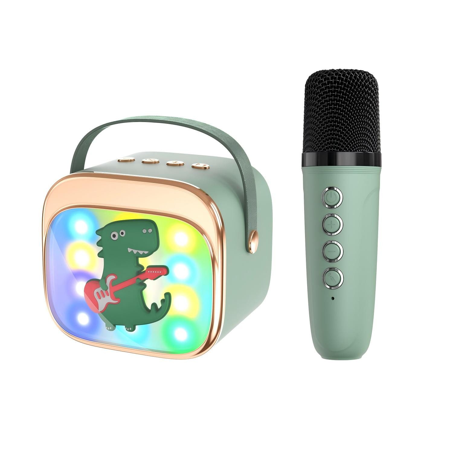 Toomoke Kinder-Lautsprecher mit 1 Mikrofonen Karaoke-Maschine Lautsprecher mit Mikrofon Geburtstagsgeschenk für Kinder (Tragbarer Bluetooth-Lautsprecher mit Lichtshow und Stimmverzerrer)