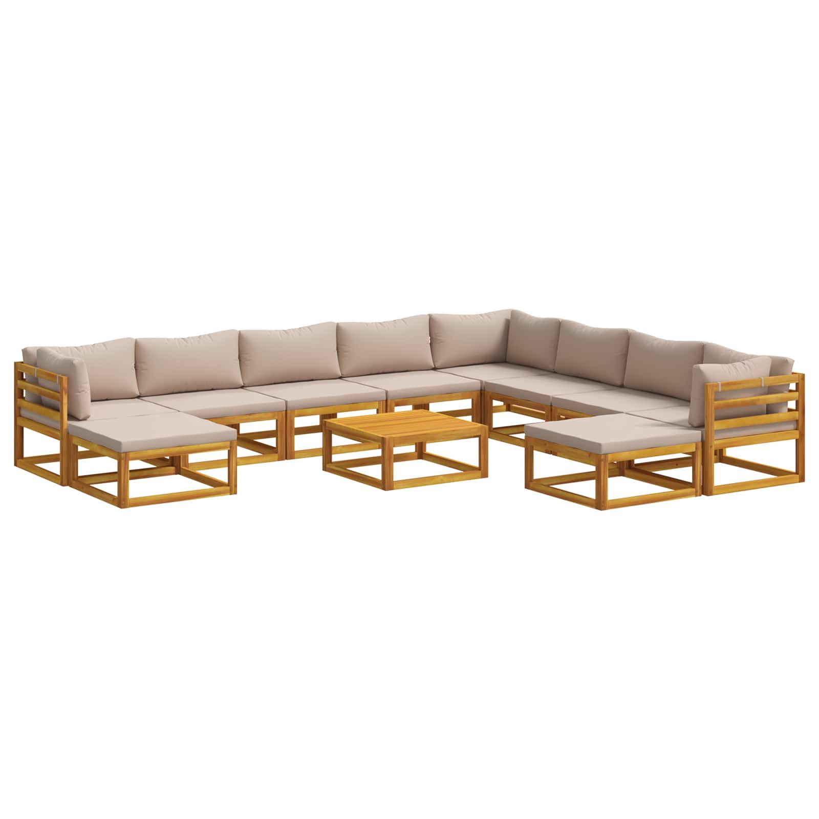 vidaXL Gartenlounge-Set Sofa-Set 11 stk. Natur Massivholz, (11-tlg)