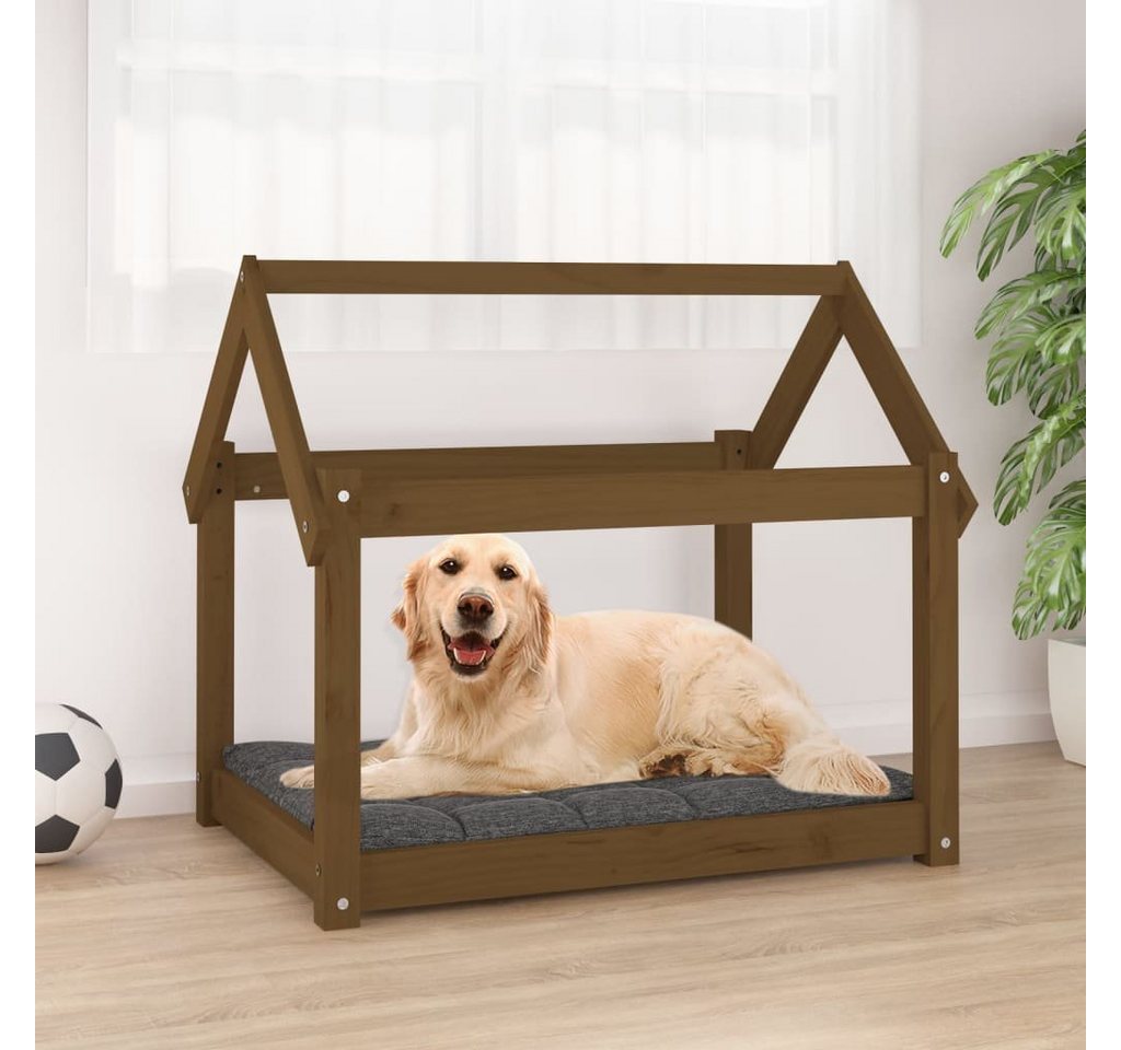 Thumbnail - furnicato Tierbett Hundebett Honigbraun 81x60x70 cm Massivholz Kiefer
