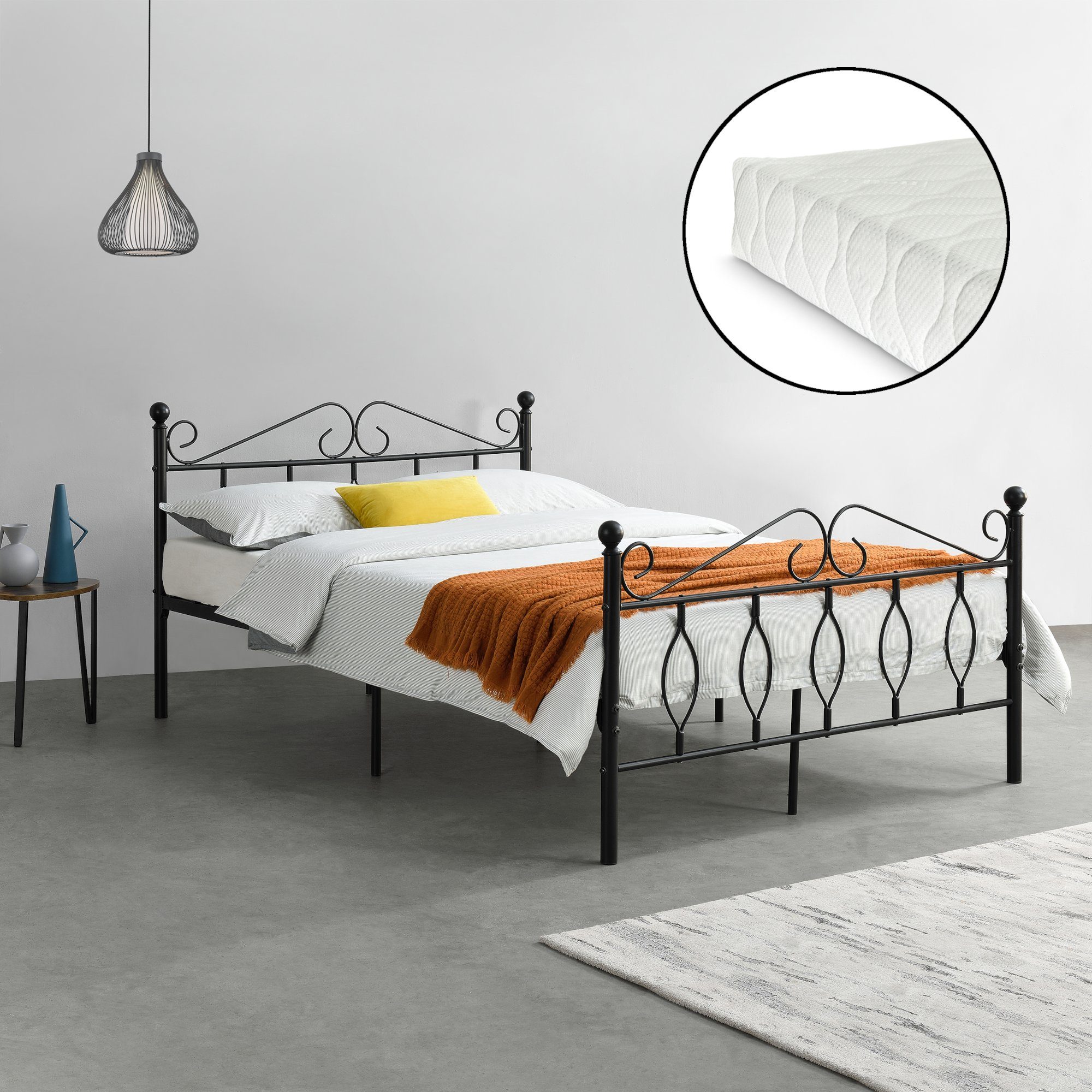en.casa Metallbett, »Apolda« Gästebett mit Kaltschaummatratze günstig online kaufen