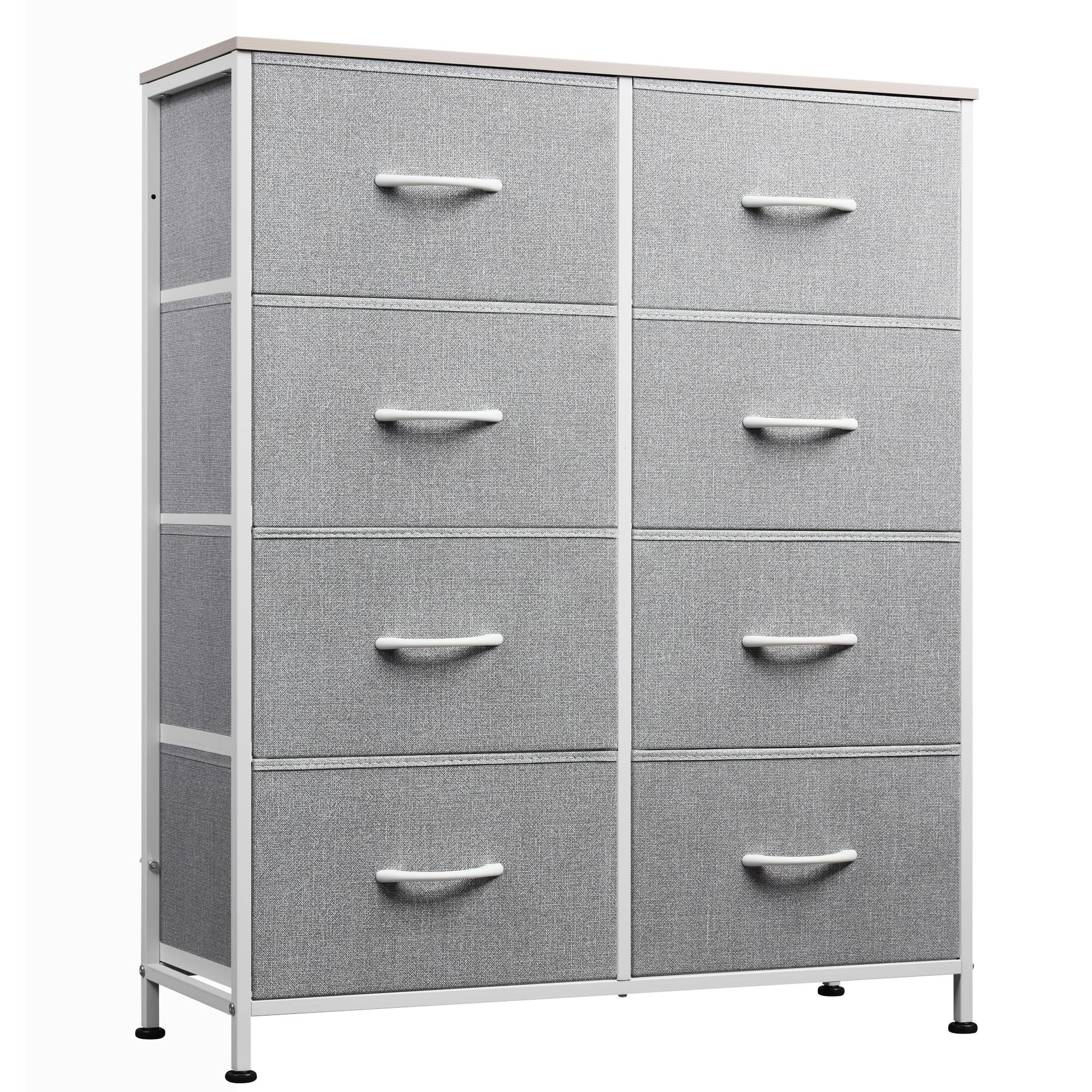 WLIVE Kommode mit 8 Schubladen, Schubladenkommode aus Holz und Metall (30 x 80,5 x 98 cm Kommode Schlafzimmer Wohnzimmer Flur), Schmaler Schrank mit viel Stauraum, Modern & Stabil