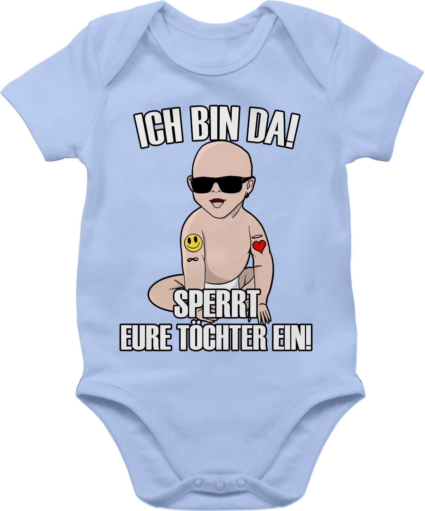 da bin Baby Töchter sperrt Babyblau Shirtbody 1 Ich ein eure Shirtracer Sprüche