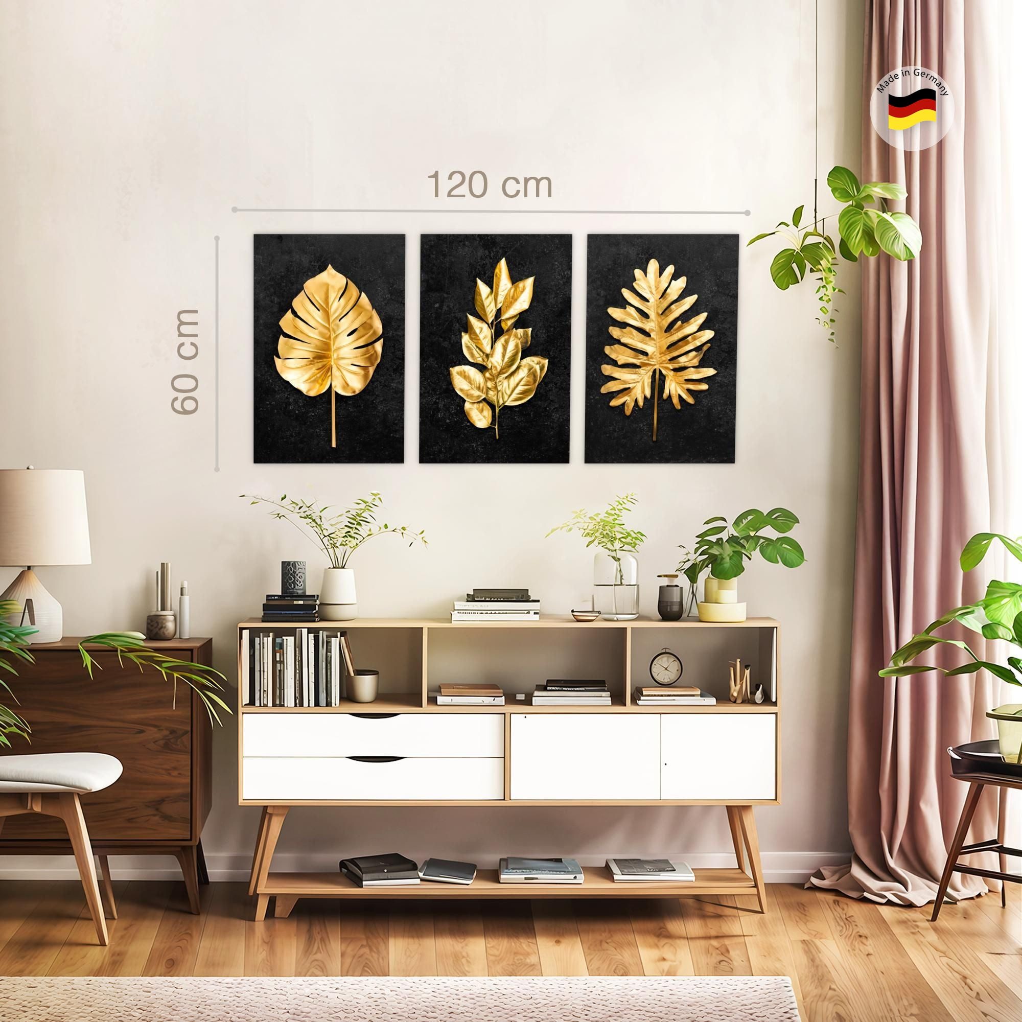 Novart Wandbild Bilder ene Blätter AUFHÄNGFERTIG Schlafzimmer Flur Deko N0332, 40 x 60 cm - 3 Bilder – Bild 3 von 5