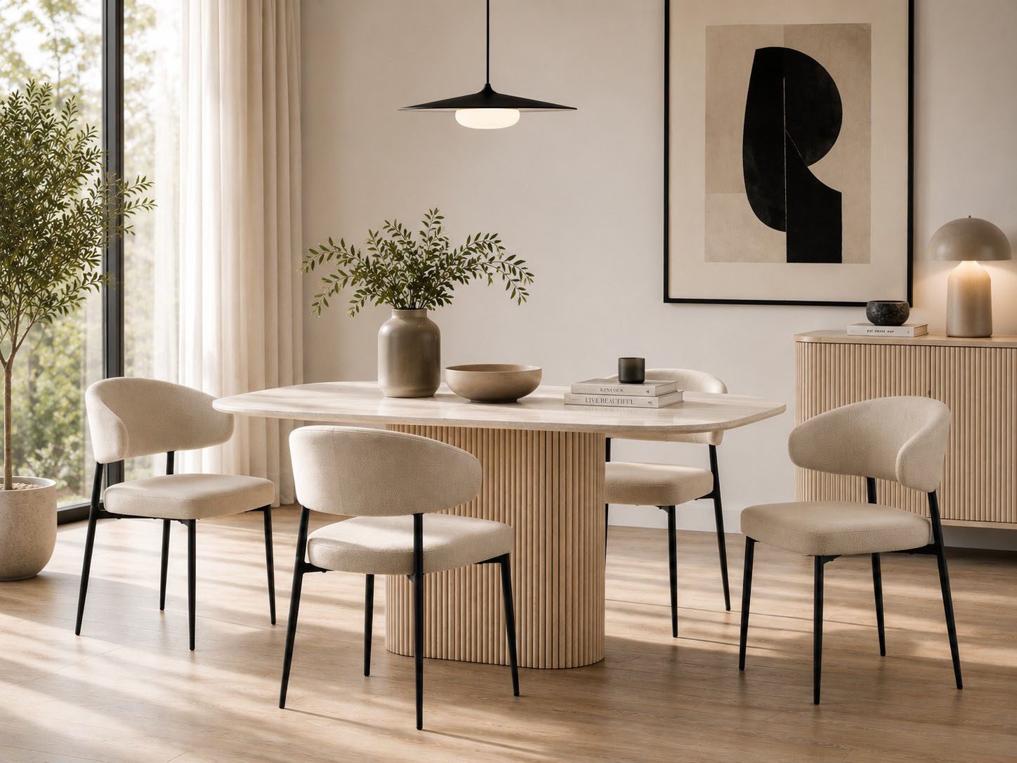 ACTONA GROUP Esszimmerstuhl Edina 2er Set, Stoff - bequem & stilvoll, mehrere Farben, moderne, Gepolstert, weicher Bezug & hoher Sitzkomfort, schwarze Stahlbeine