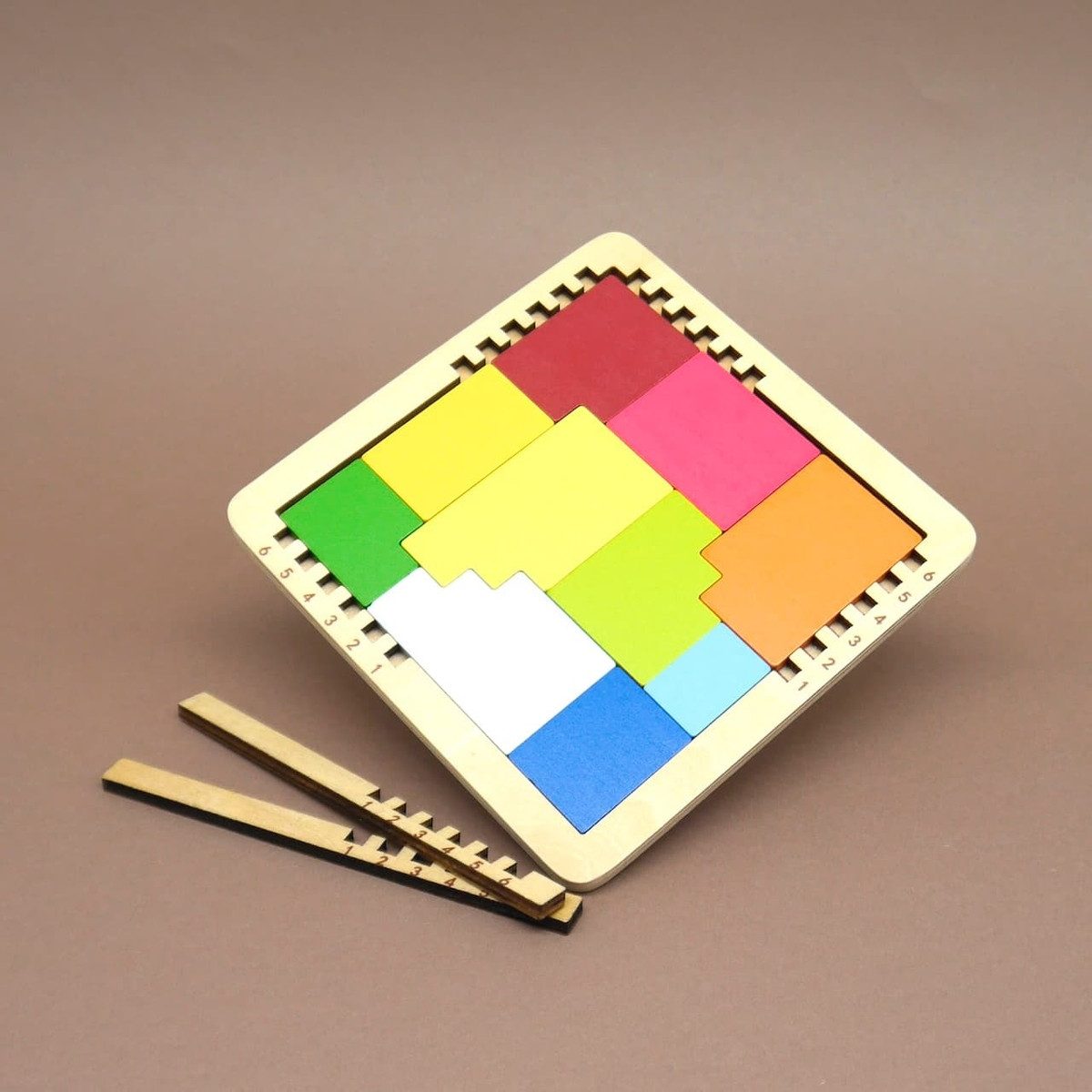 ROMBOL Denkspiele Spiel IQ PUZZLE 7 IN 1 - variantenreiches Legepuzzle, Denkspiel, Holzpuzzle