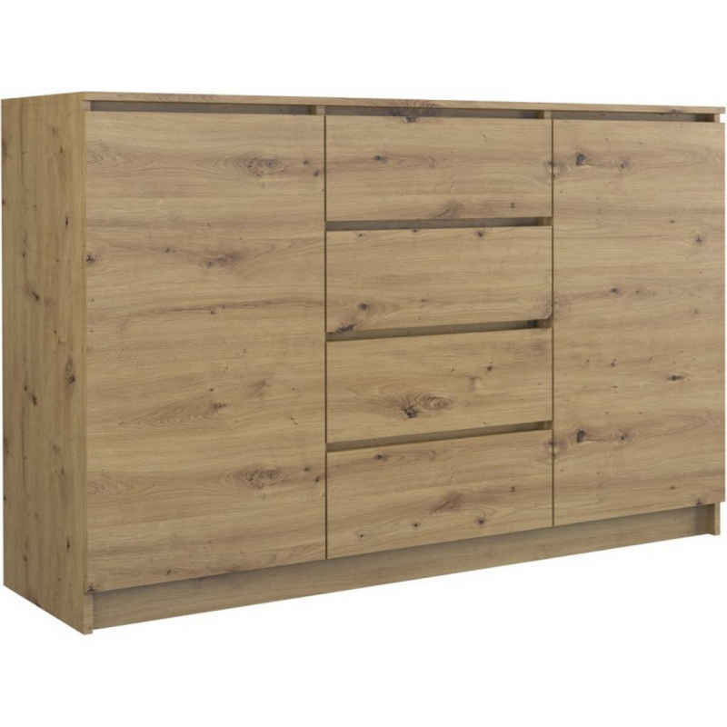 pressiode Kombikommode Kommode mit 4 Schubladen 2 Schränke Klamotenschrank Sideboard