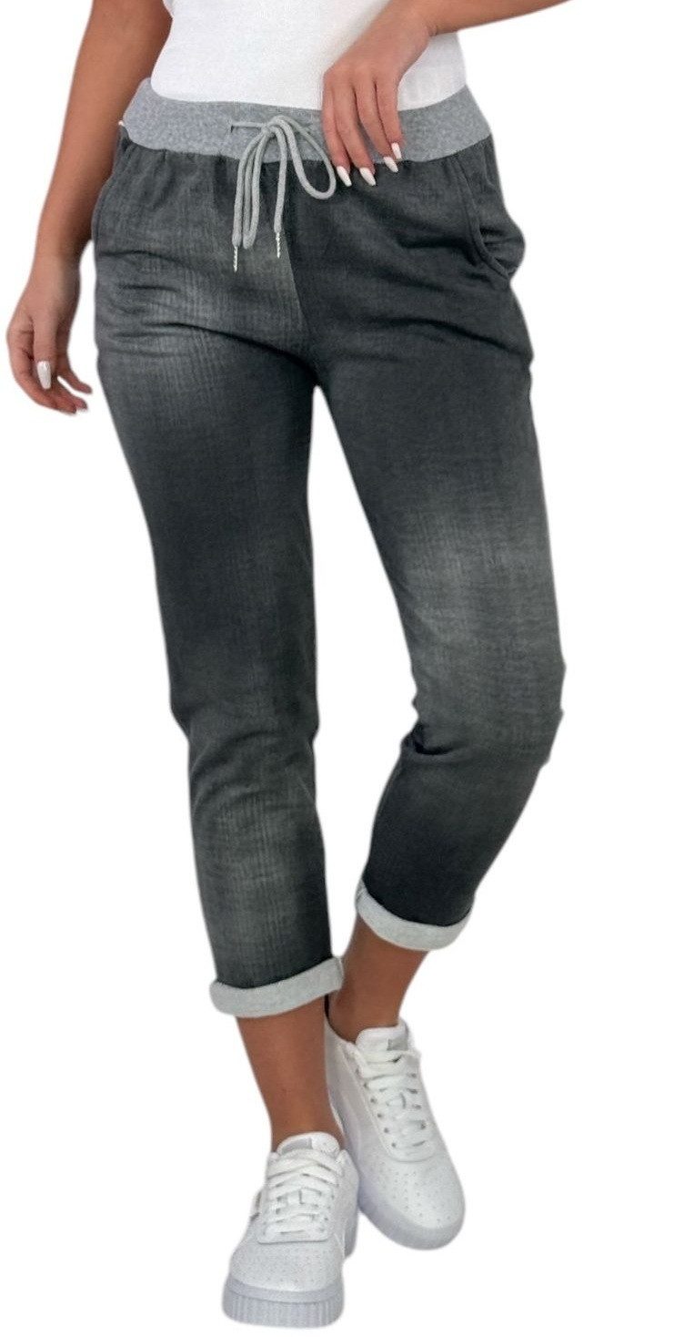 Mississhop Jogginghose Damen Hose Blumen Jogginghose Baumwolle gemustert Gr. S/M 287
