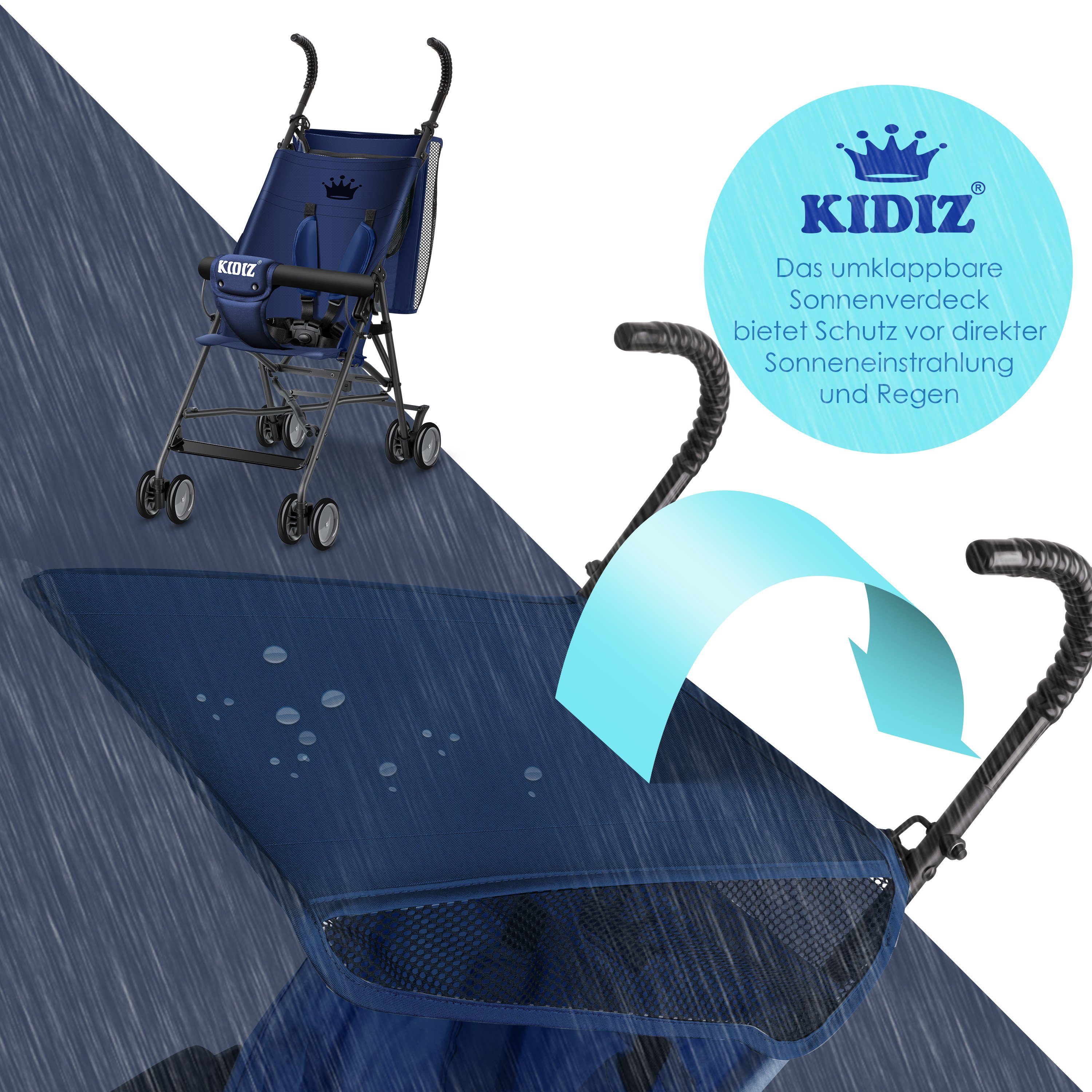 KIDIZ Kombi-Kinderwagen, Kinderwagen CITY Buggy Kinderbuggy Sportwagen blau/navy klappbar Faltbar