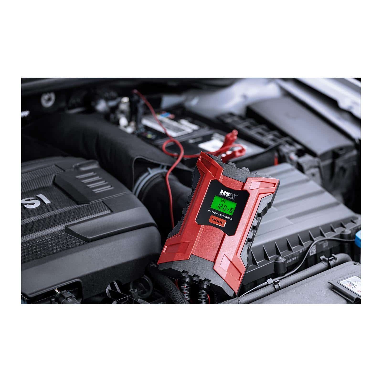 MSW Auto Ladegerät Batterieladegerät Autobatterie-Ladegerät Schnellladen 6V/2A Pkw 12V/6A Kfz LCD