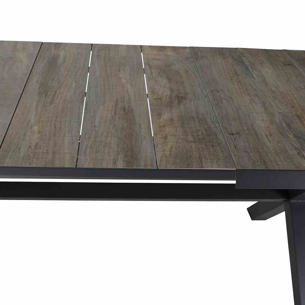 GAUTZSCH Gartentisch in matt anthrazit, washed grey - 200x77x100 (BxHxT)