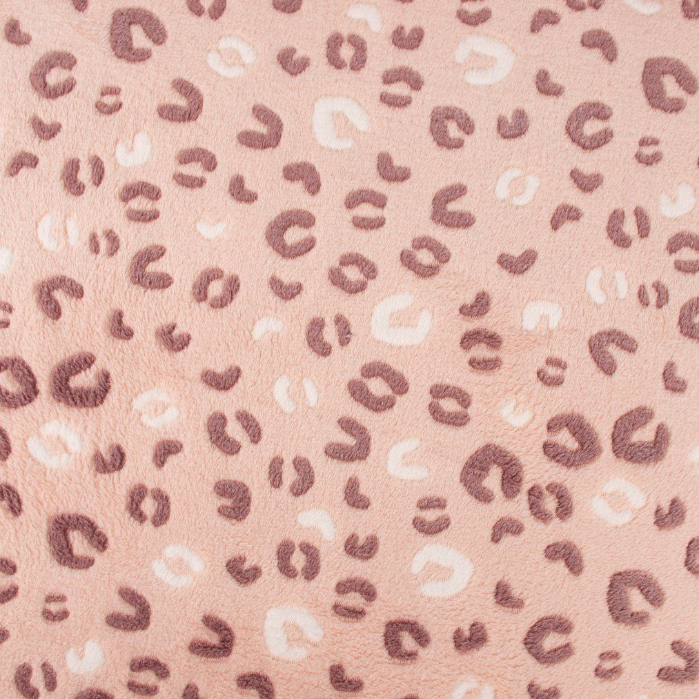 Thumbnail - SCHÖNER LEBEN. Stoff Wellness Fleece Leopardenmuster rosa weiß beere 1,45m, pflegeleicht