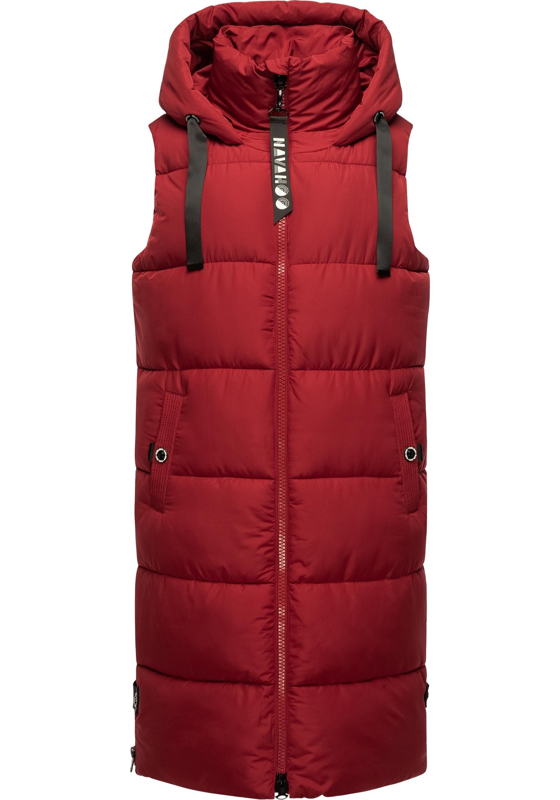 Navahoo Steppweste Schnuffelchen (1-tlg) warme Damen Outdoor-Weste lang mit Kapuze