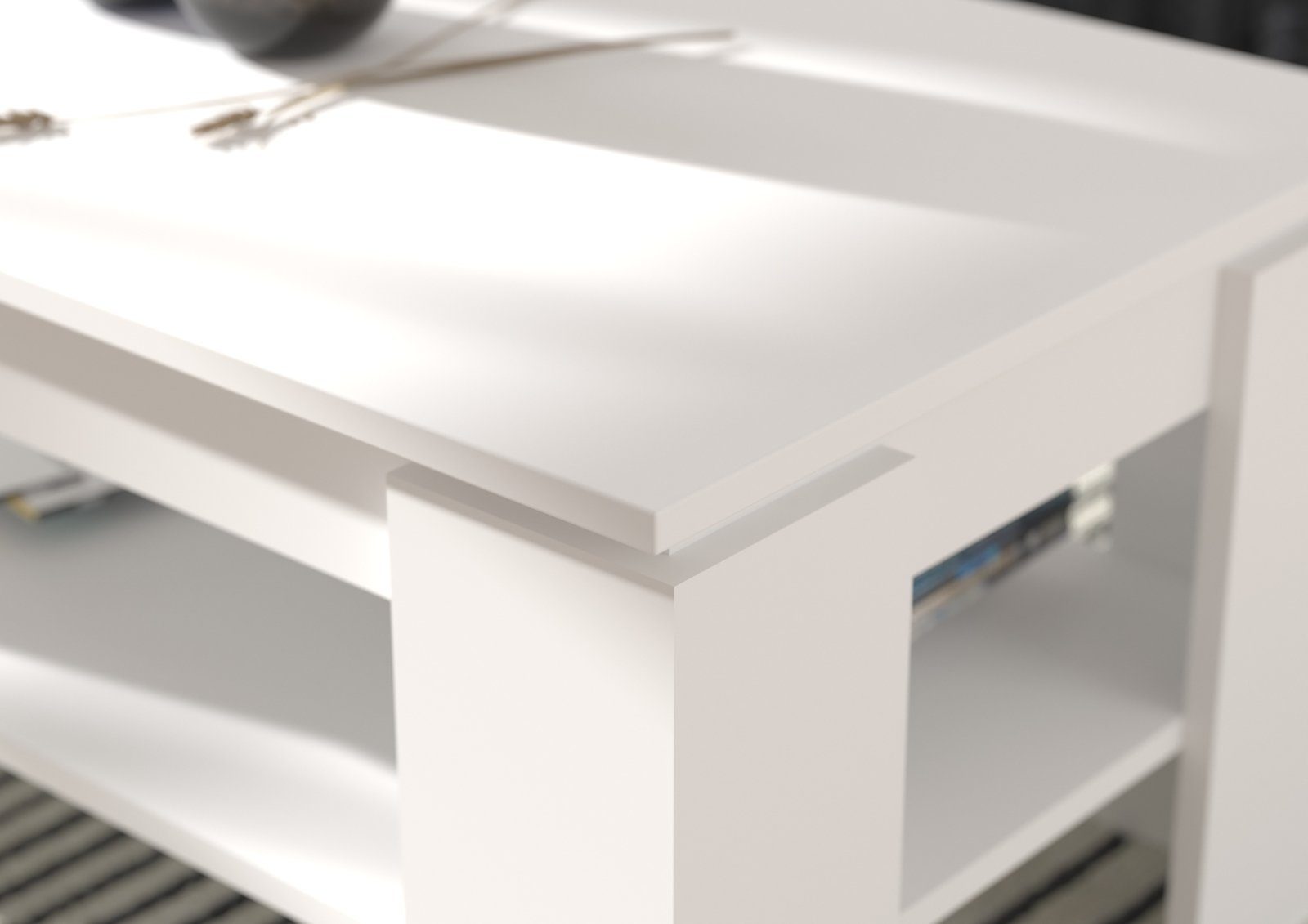 Inn.Furn Couchtisch Selen (Wohnzimmertisch in 4 Farben, 100 x 60 cm), mit großem Ablageboden