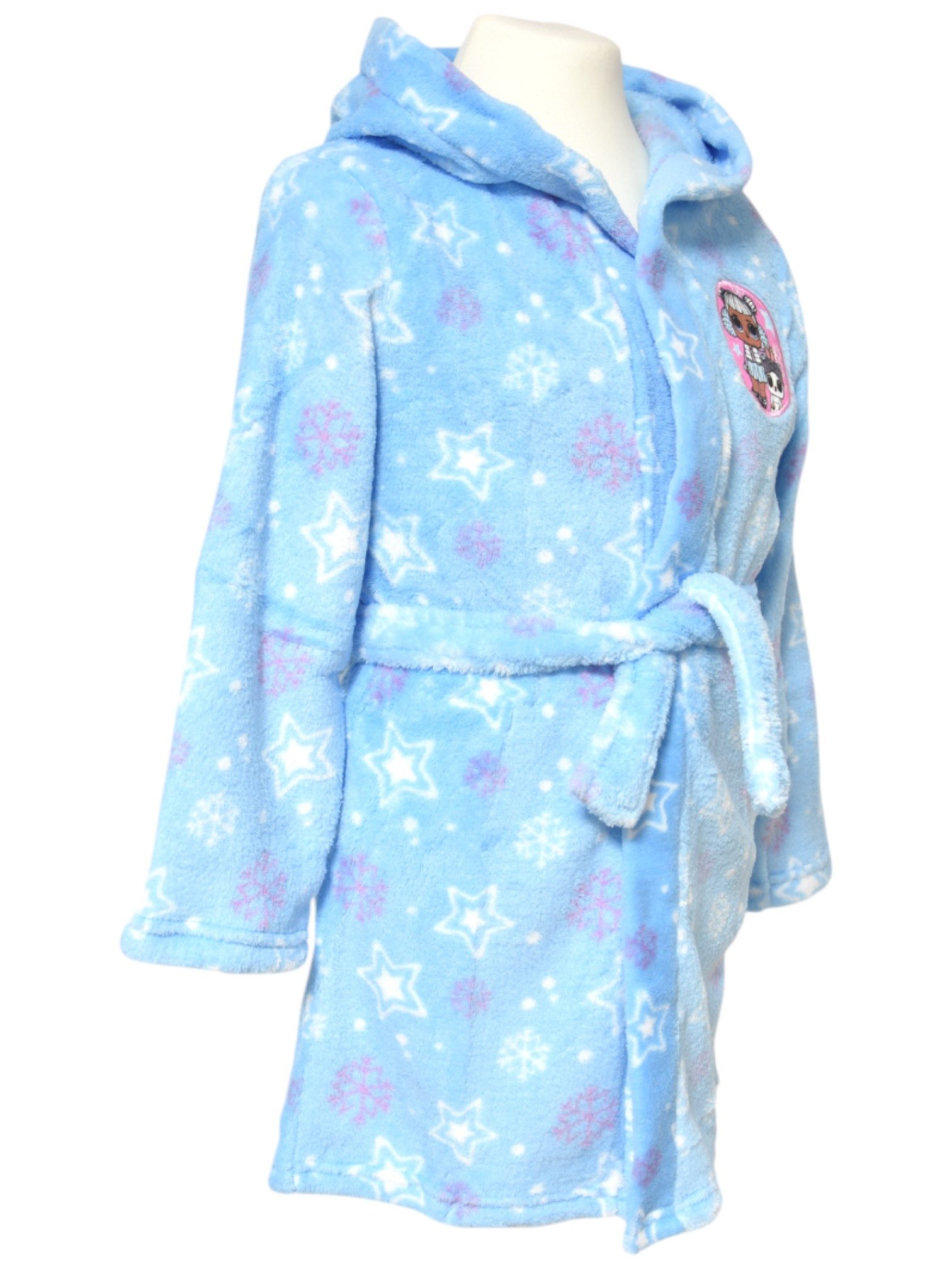 L.O.L. SURPRISE! Kinderbademantel All Over Print, Fleece, mit Kapuze, Bindegürtel, für Mädchen Gr. 92-98 cm