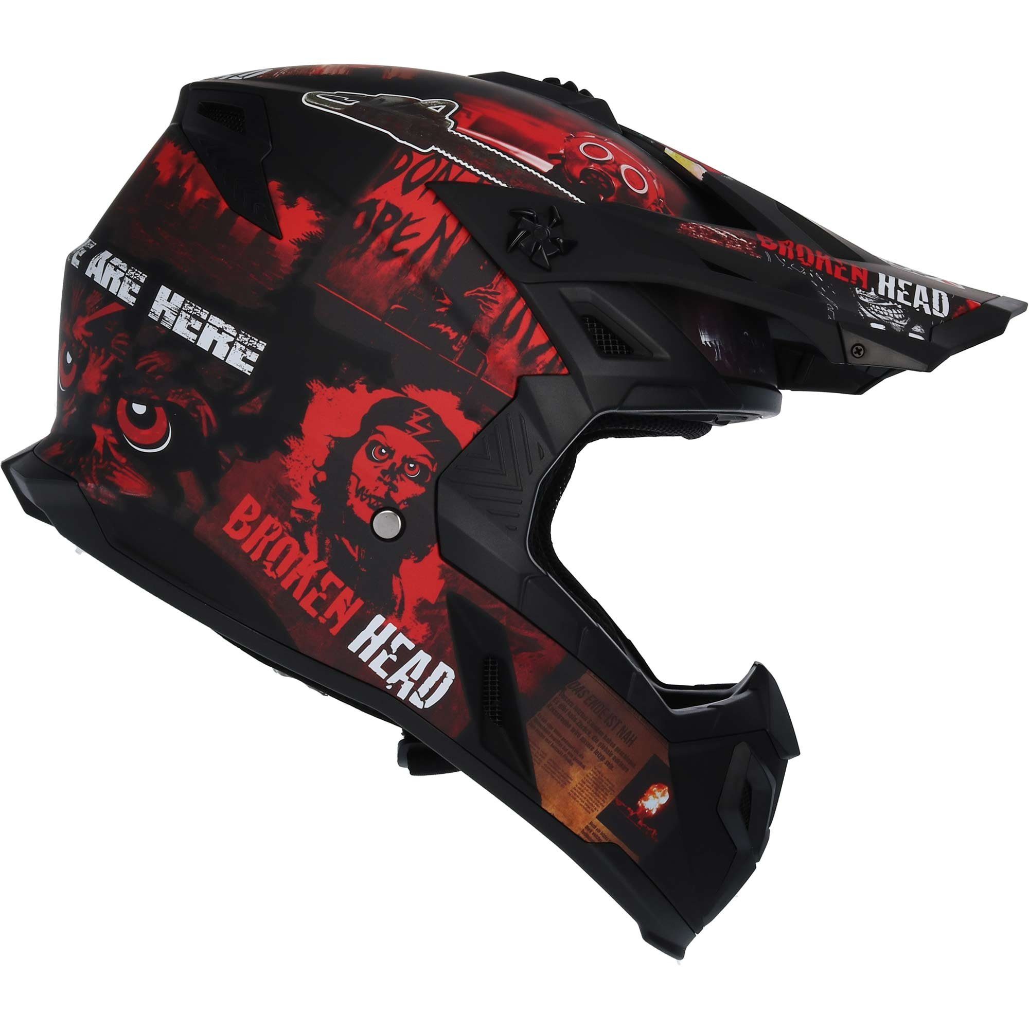 Motorradhelm Resolution rot, verstellbarer Helmschirm