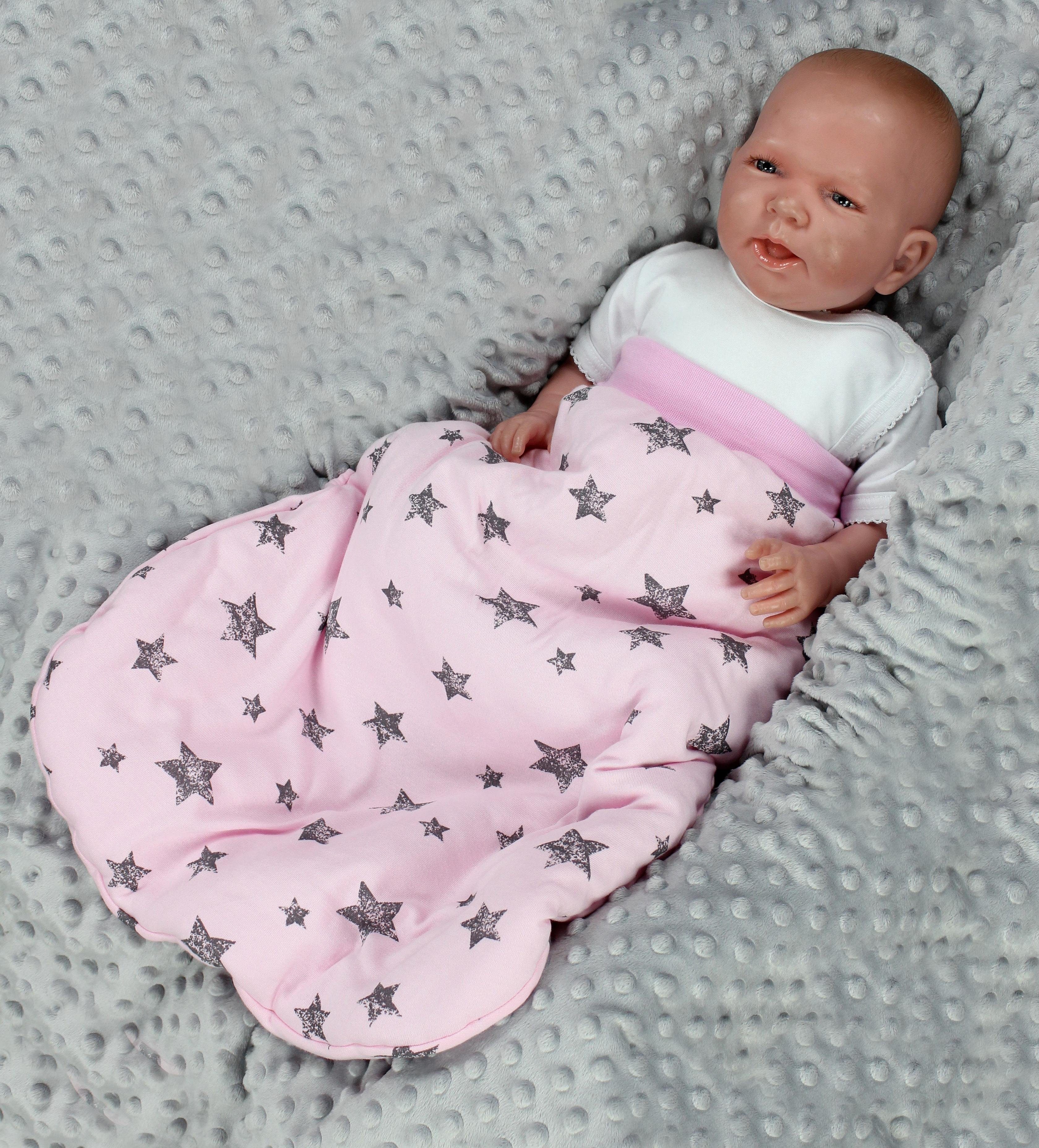 TupTam Babyschlafsack Sterne TupTam breitem Wattiert Rosa mit Baby Graue Bund Unisex Strampelsack