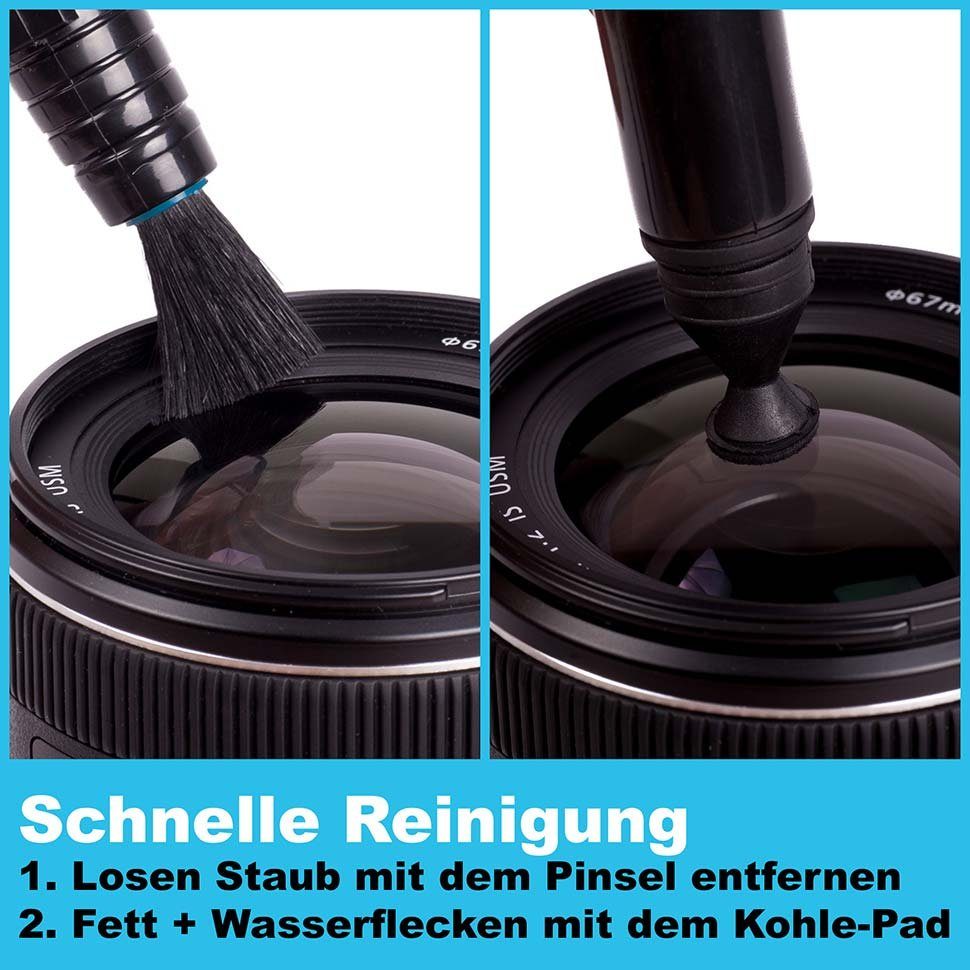 tlg) Kamerazubehör-Set Lens-Aid (2 + Mikrofasertücher), 2er-Reinigungsset 5x (Reinigungsstift