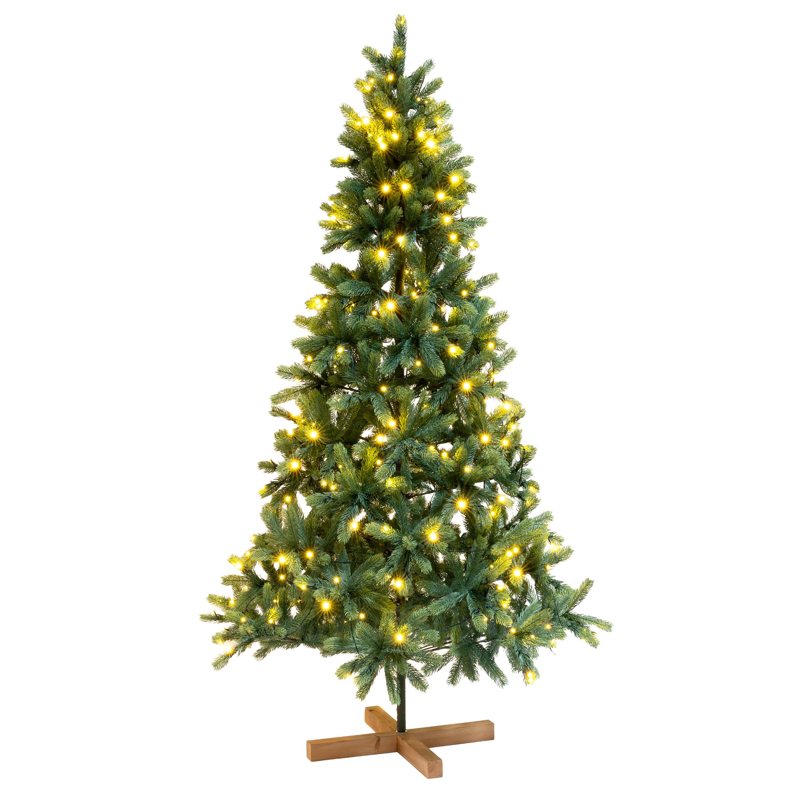 IC Winterworld Künstlicher Weihnachtsbaum 180 cm naturgetreuer künstlicher XL Weihnachtsbaum, Künstliche Normanntanne, Nordmanntannen-Optik, ca. 922 Äste, PE Nadeln, Holz Baumständer