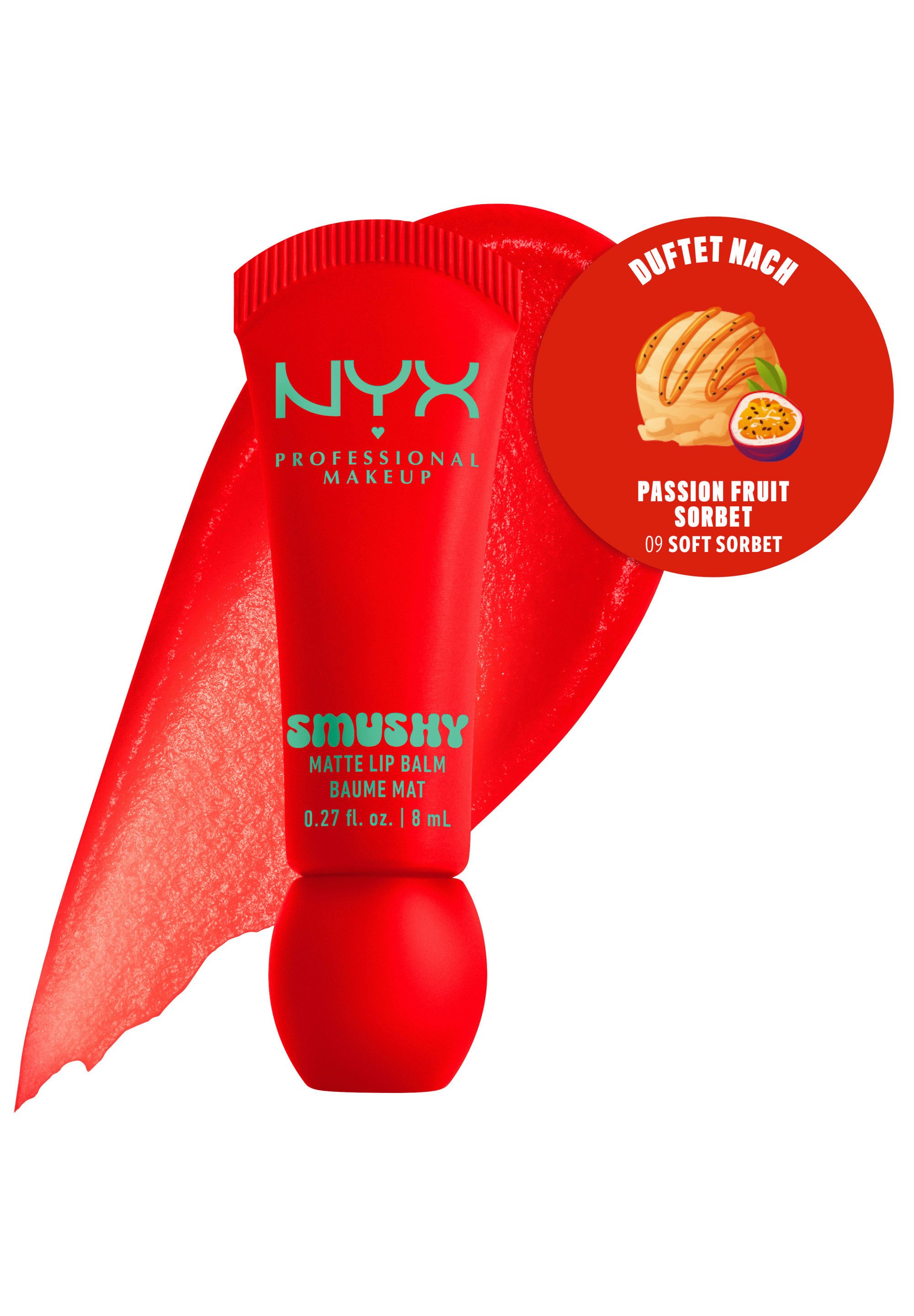 NYX PROFESSIONAL MAKEUP Lippenbalsam SMUSHY MATTE LIP BALM, jeder der Farbtöne hat einen einzigartigen, süßen Duft