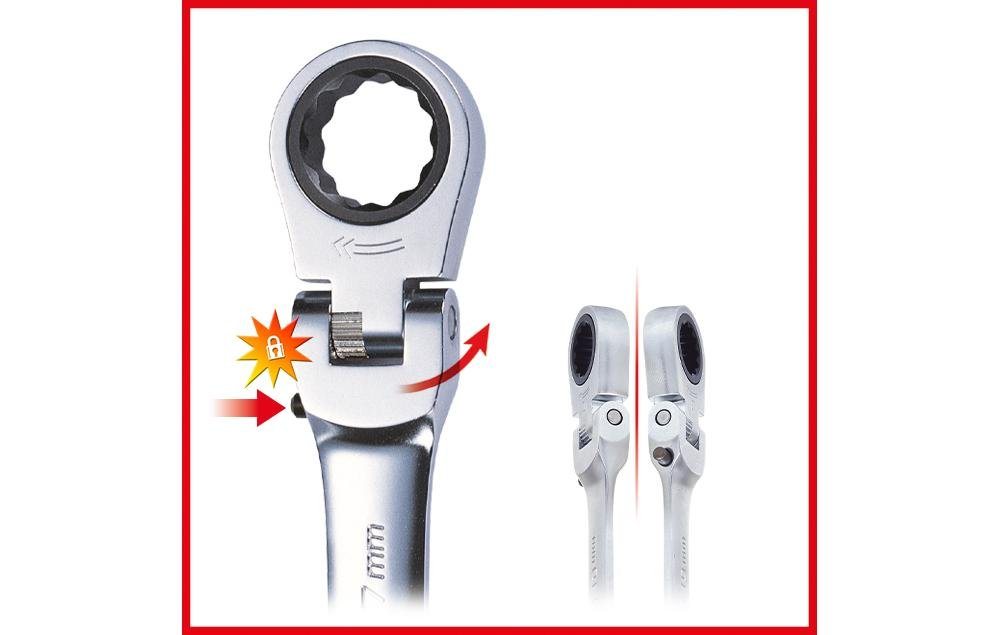 Thumbnail - KS Tools Ringschlüssel GEARplus Gelenk-Ratschenringmaulschlüssel feststellbar, 9mm