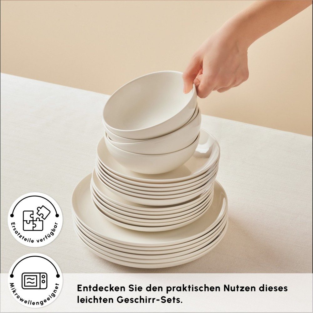 Karaca Geschirr-Set Karaca Streamline Remi 24-tlg Geschirrset für 6 Personen aus Bone