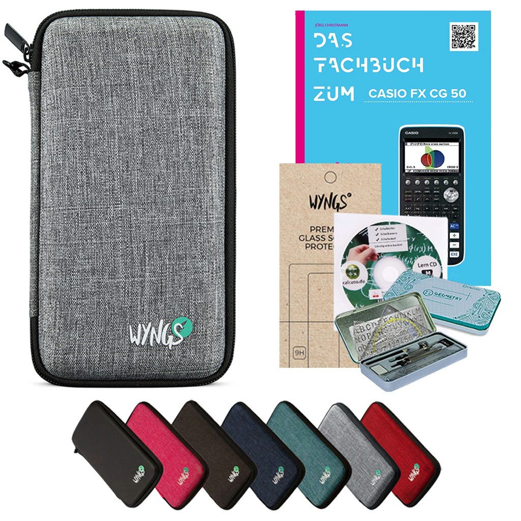 CALCUSO Taschenrechner Zubehör zum Casio fx-CG50 Grafikrechner - Hellgrau - Premium Set