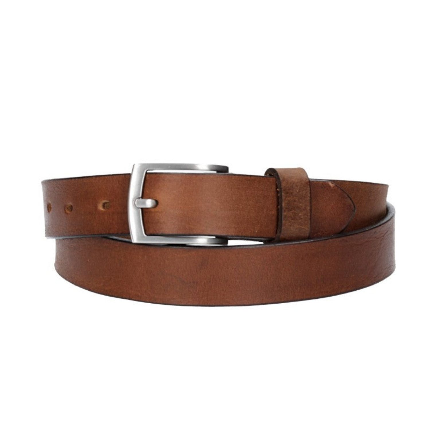 Leder Bazlen Ledergürtel 30mm in Cognac mit Schließe in Silber (LB1161B30-660, 1-St) sehr weiches Vollrindleder