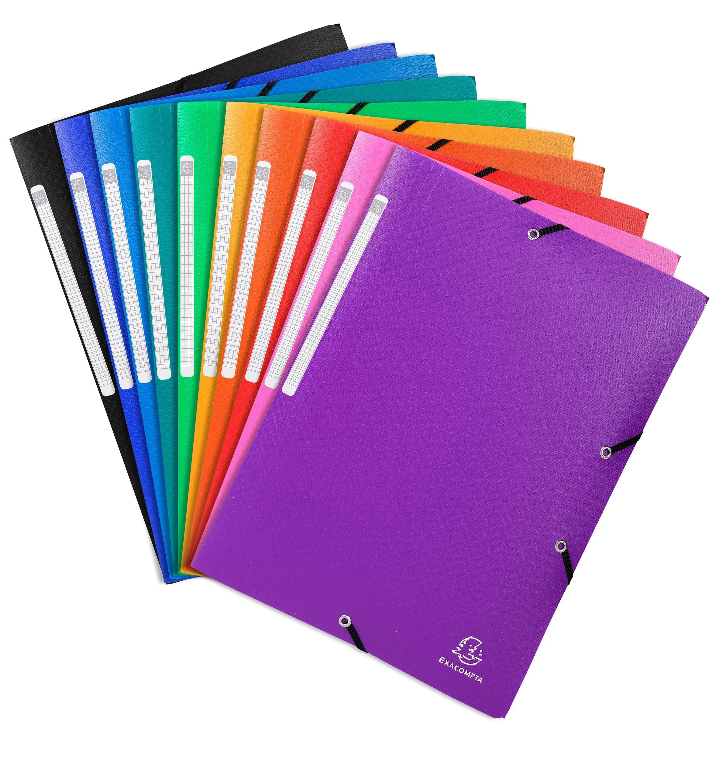 Organisationsmappe 50x Sammelmappe +3 Klappen Gummizug PP 500µ A4 sortiert 55840E