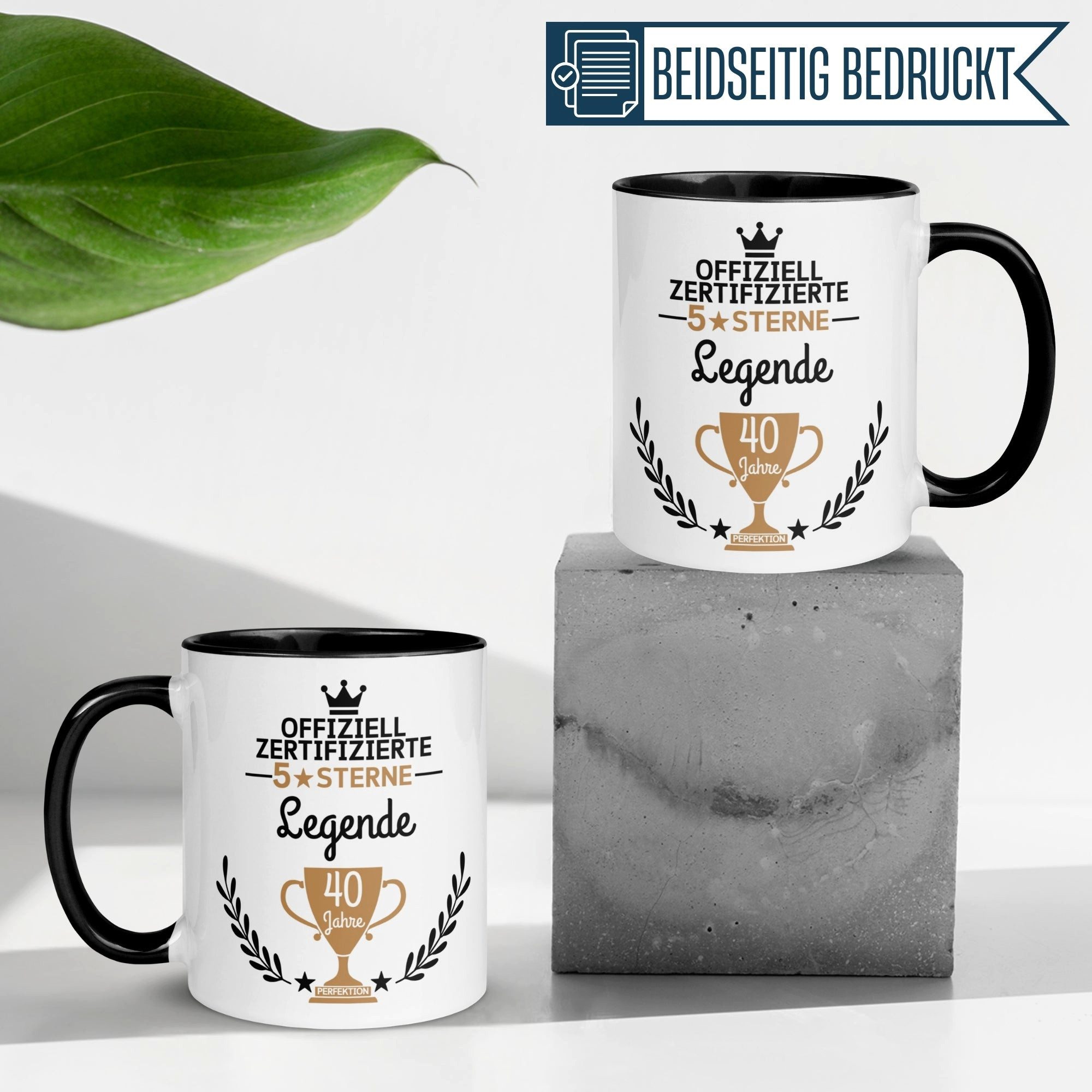 Momentals Tasse 40. Geburtstag Mann Frau – 5 Sterne Legende – Männer Frauen, Gratis Versand · Links-&Rechtshänder · Spülmaschinenfest