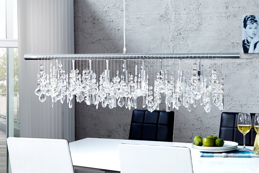 riess-ambiente Hängeleuchte DIAMONDS XL 120cm Design ohne Leuchtmittel, · Schlafzimmer Wohnzimmer Metall Barock · transparent, / silber ·