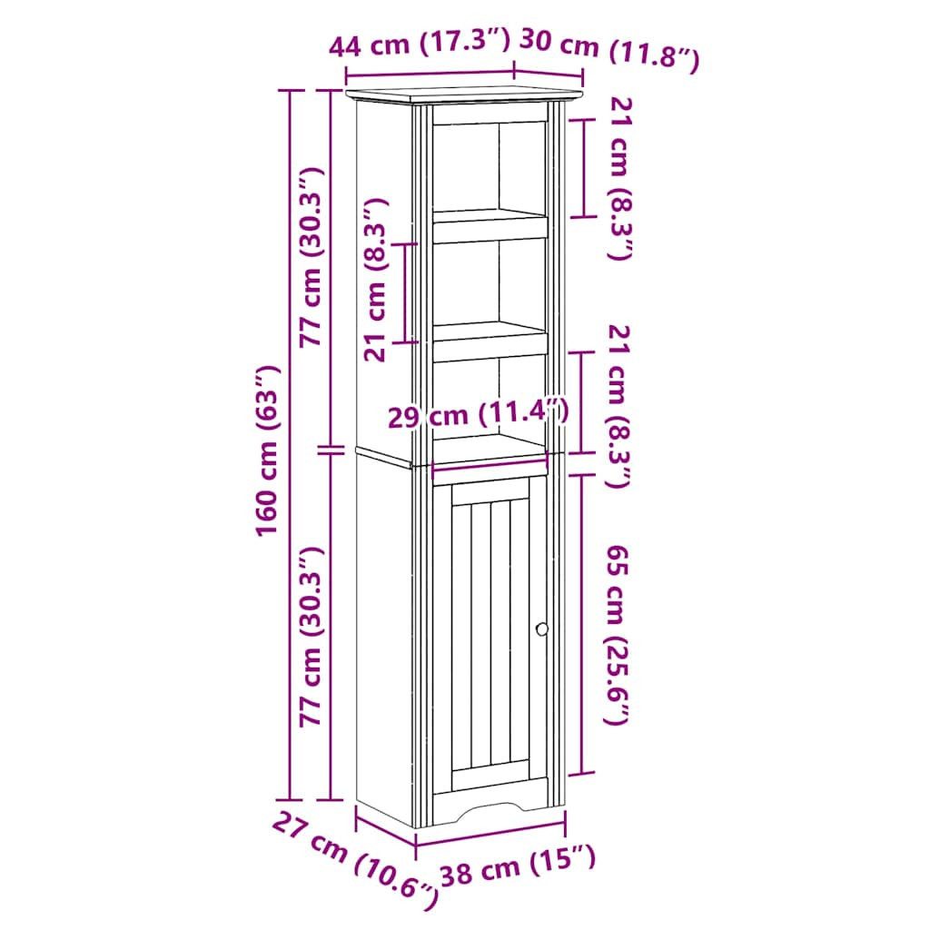 vidaXL Badezimmer-Set Badschrank BODO Weiß 44x30x160 cm, (1-St)