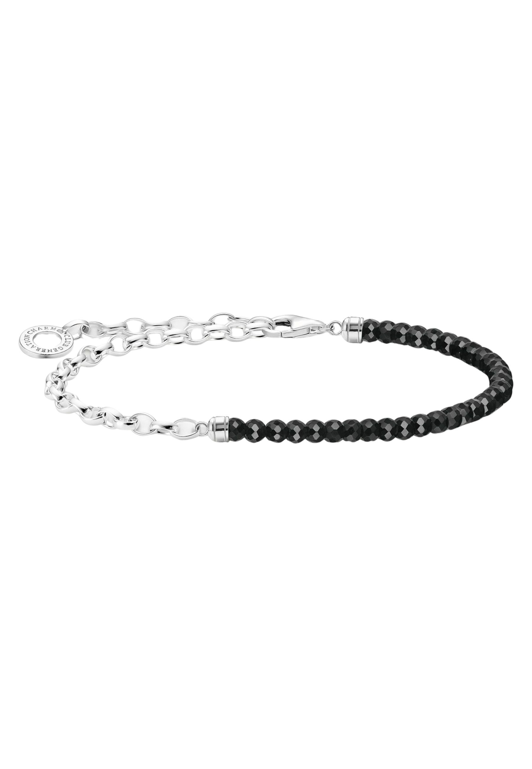 Armband Charm-Armband mit schwarzen Onyx-Perlen aus Silber