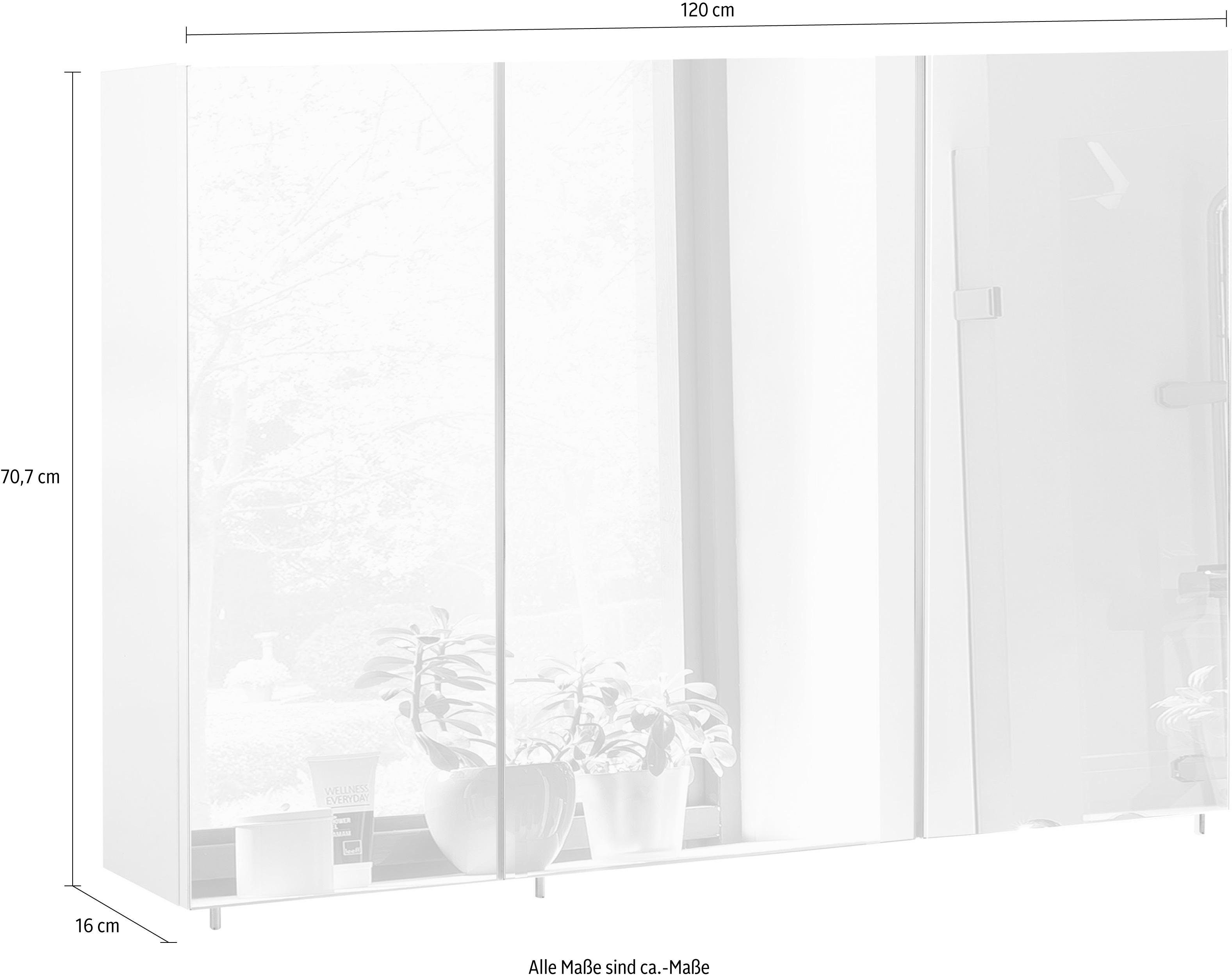 Schildmeyer Spiegelschrank Basic, Spiegelschrank, Made in Germany, B: 120 cm Solide Verarbeitung - Dieses Produkt ist in Deutschland gefertigt