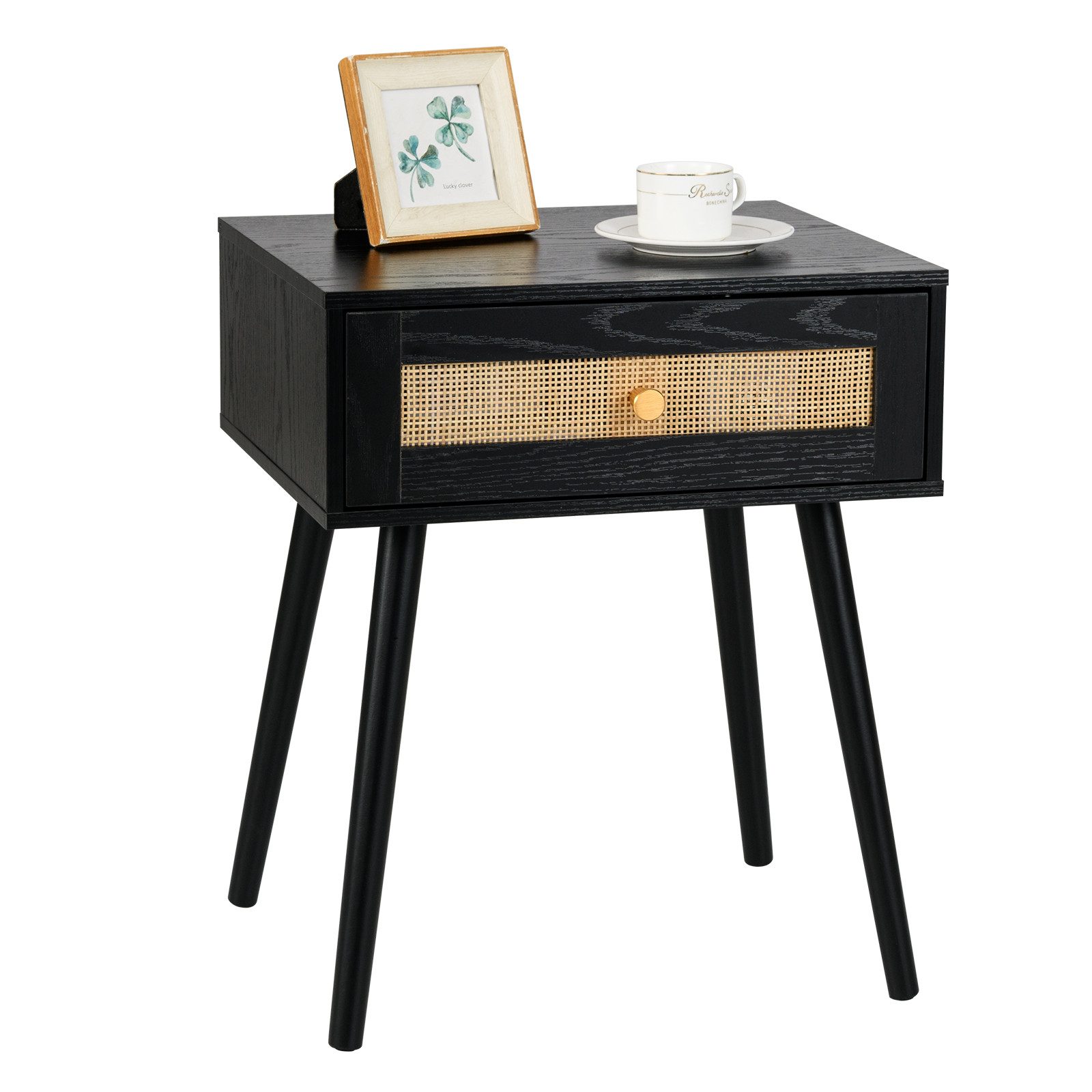 COSTWAY Nachttisch (1-St), Nachtschrank Rattan, mit Schublade, 48x40x58 cm günstig online kaufen