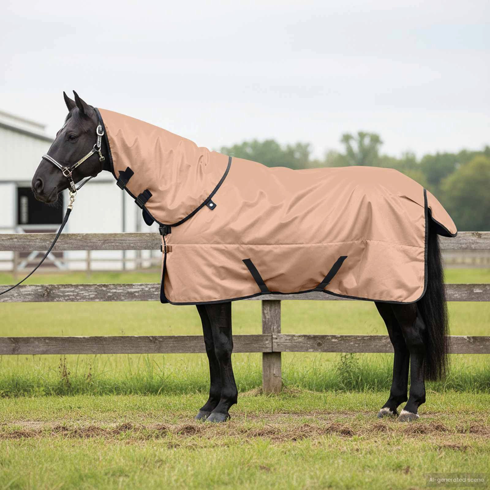 vidaXL Tierdecke Pferdedecke Cappuccino 155 cm Polyester