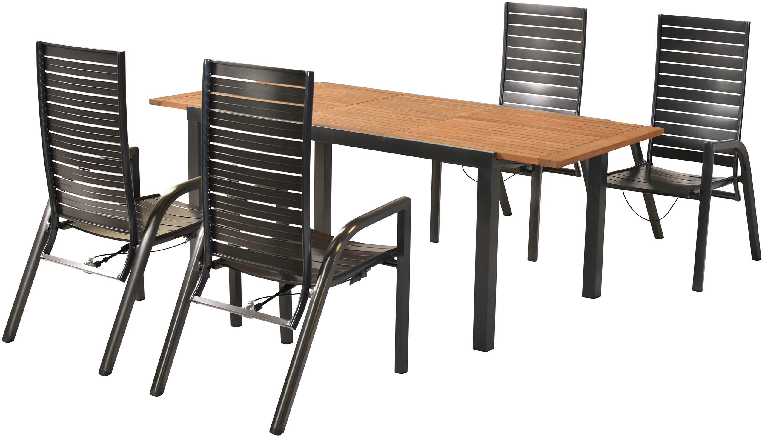MERXX Garten-Essgruppe »Siros«, (Set, 5-tlg), Rückenlehne verstellbar durch Gasdruckfeder