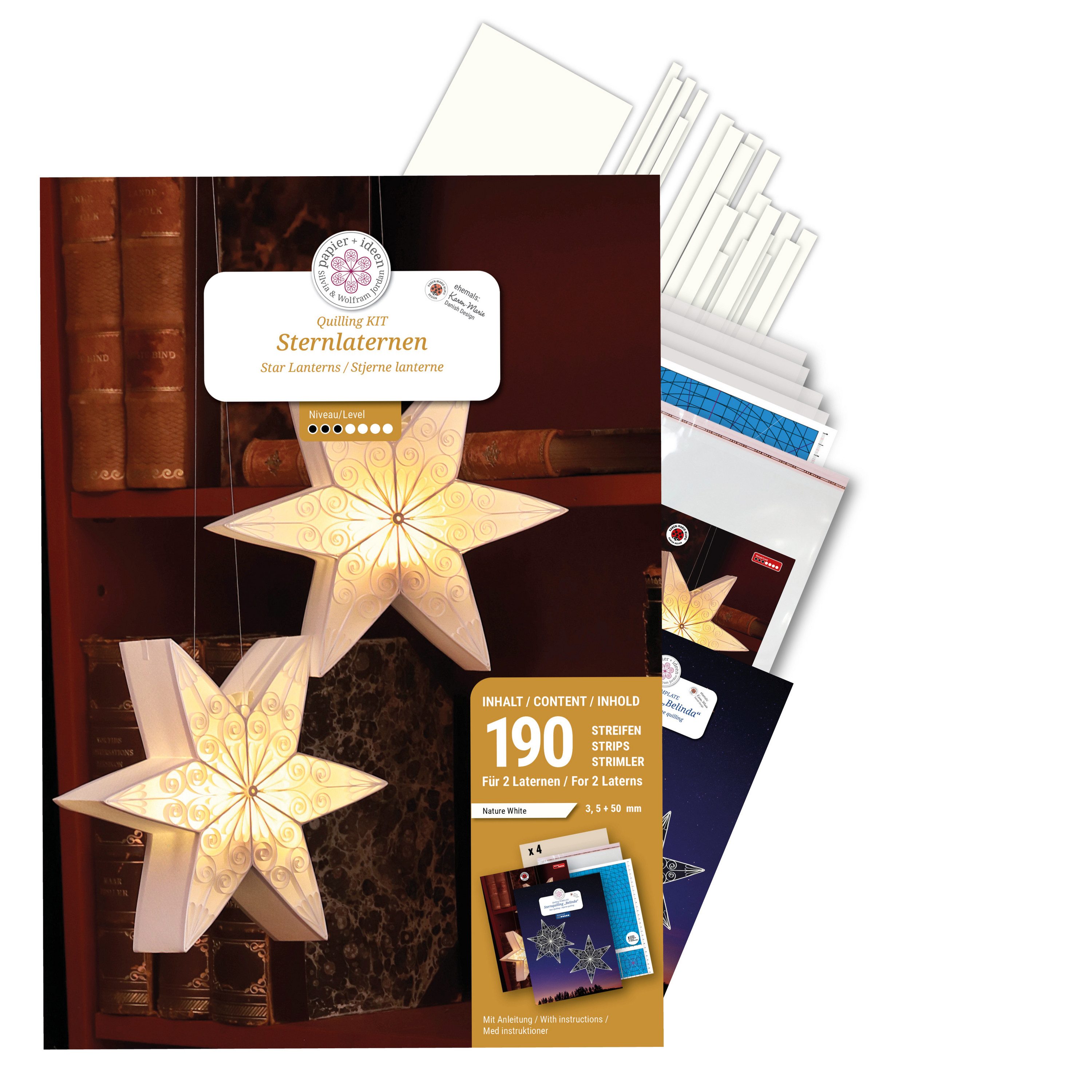 papier+ideen Kreativset Quilling-Set 'White Lanterns', 190 Stück