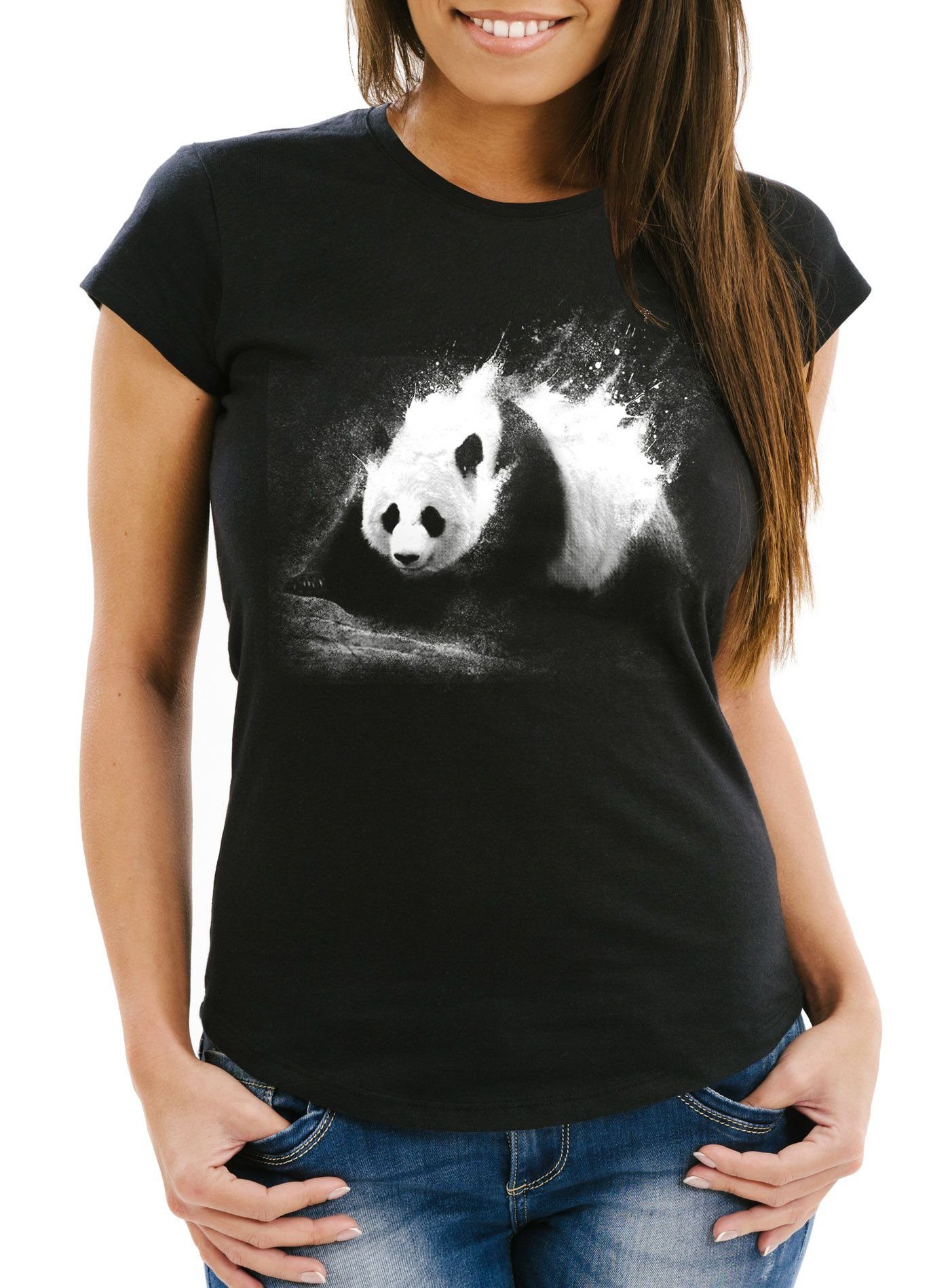 MoonWorks Print-Shirt Damen T-Shirt Panda Splash günstig online kaufen
