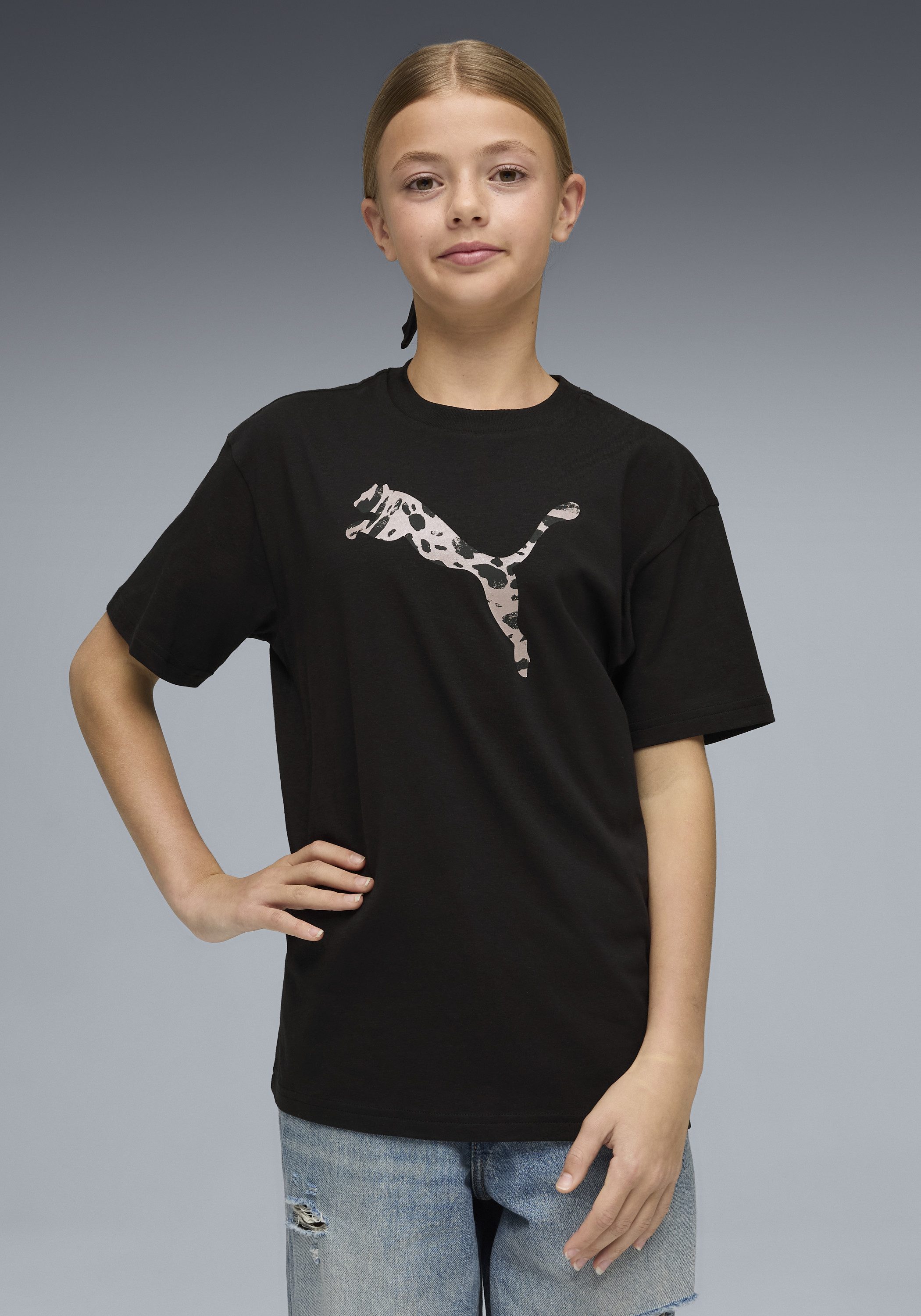 PUMA T-Shirt ESS GRAPHIC ANIMAL RELAXED TEE G für Jugendliche, Kurzarm, mit Print-Applikation, Rundhalsausschnitt